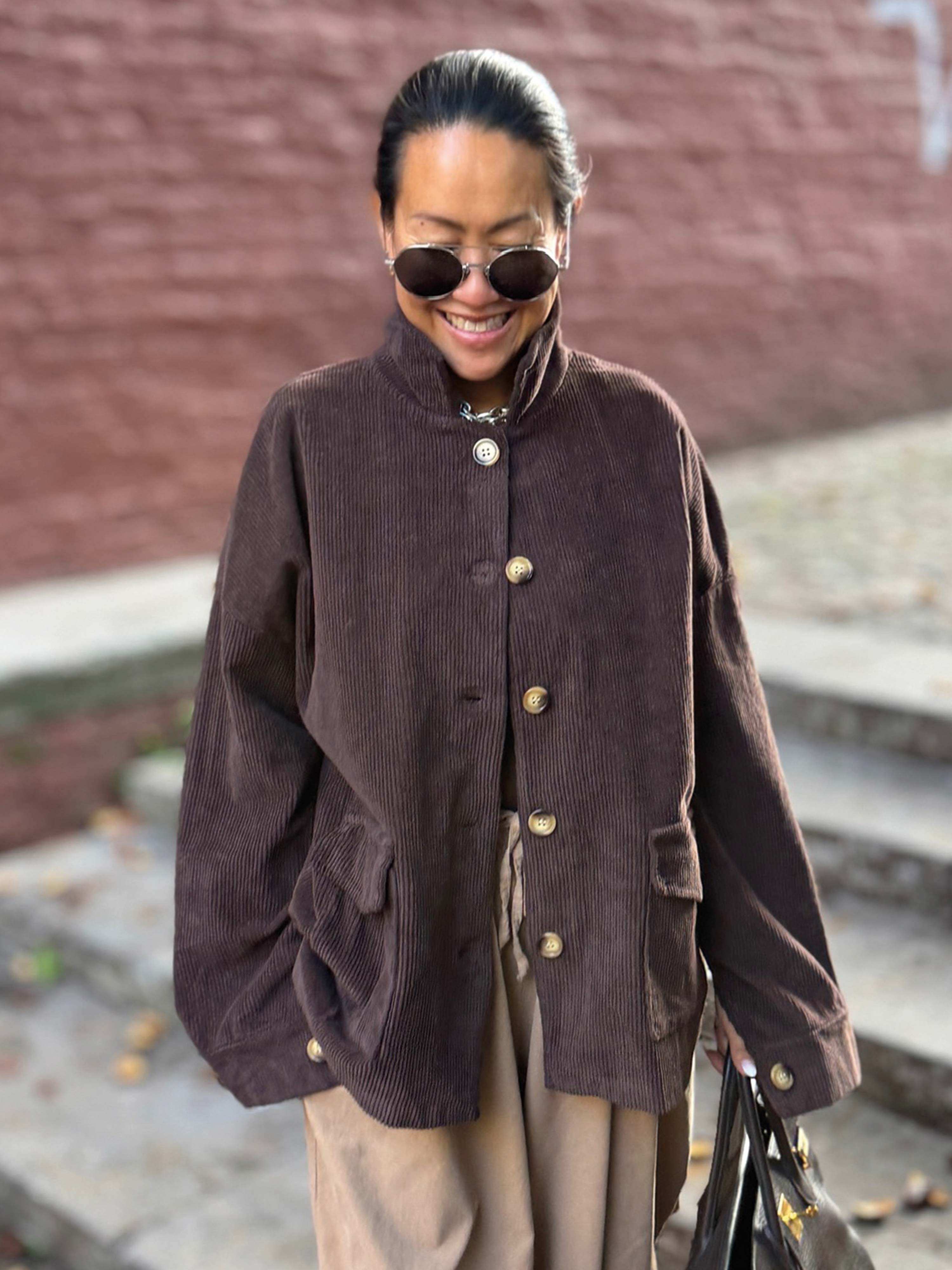 Cord Overshirt Jacke - Schoko