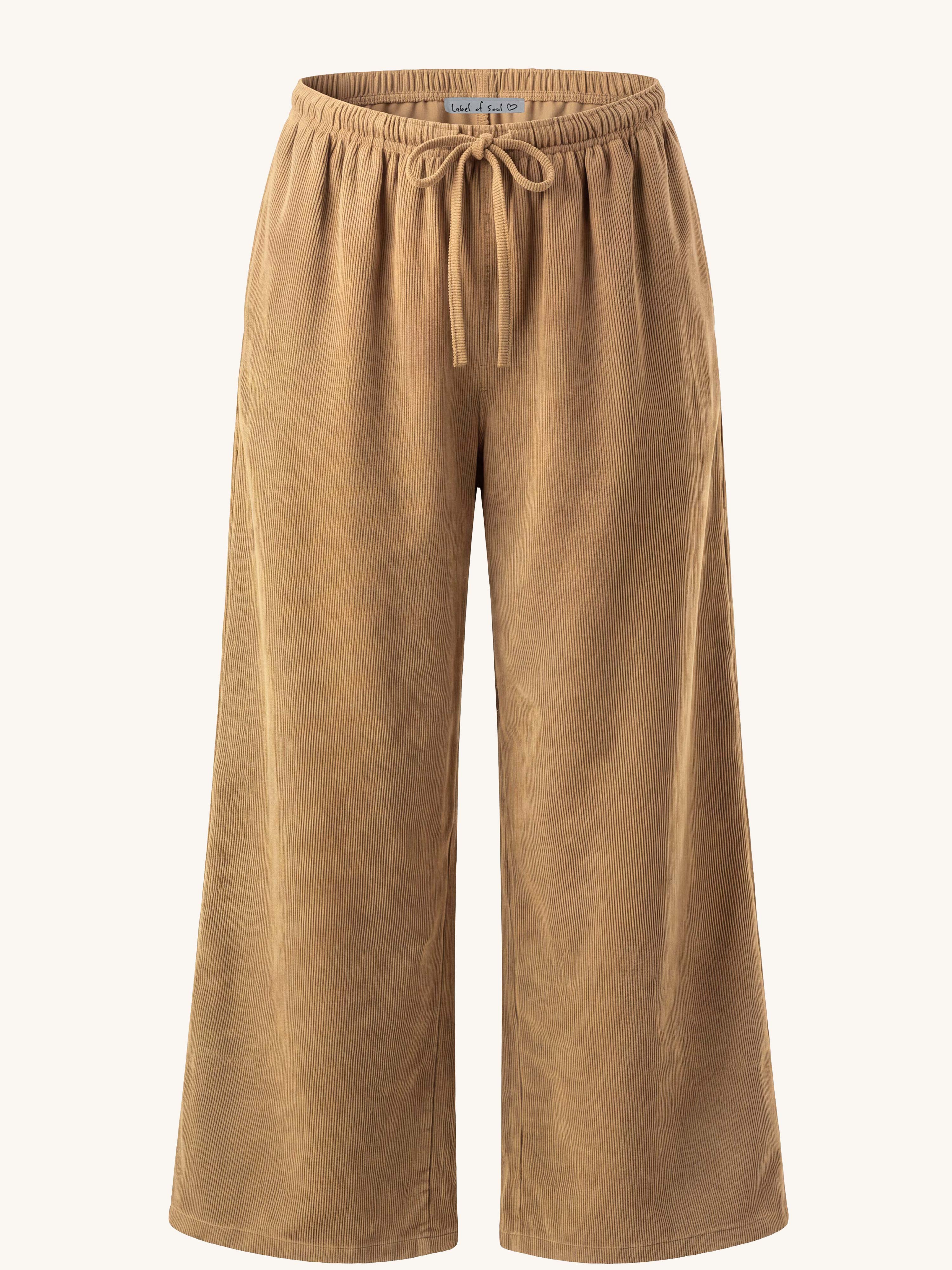 Feincord Palazzo Hose - LONG - Camel