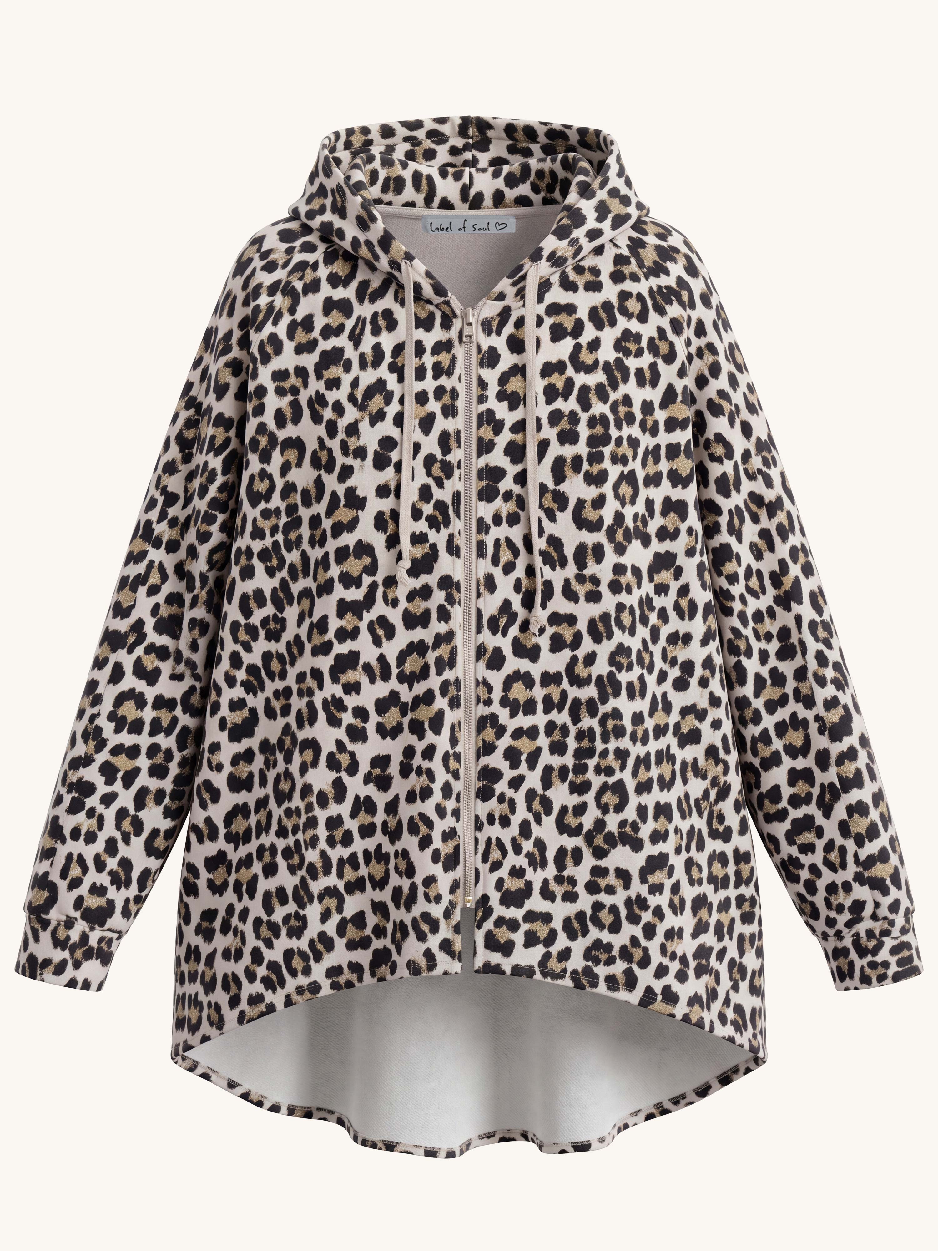 Oversize Vokuhila Sweatjacke - Leo Beige