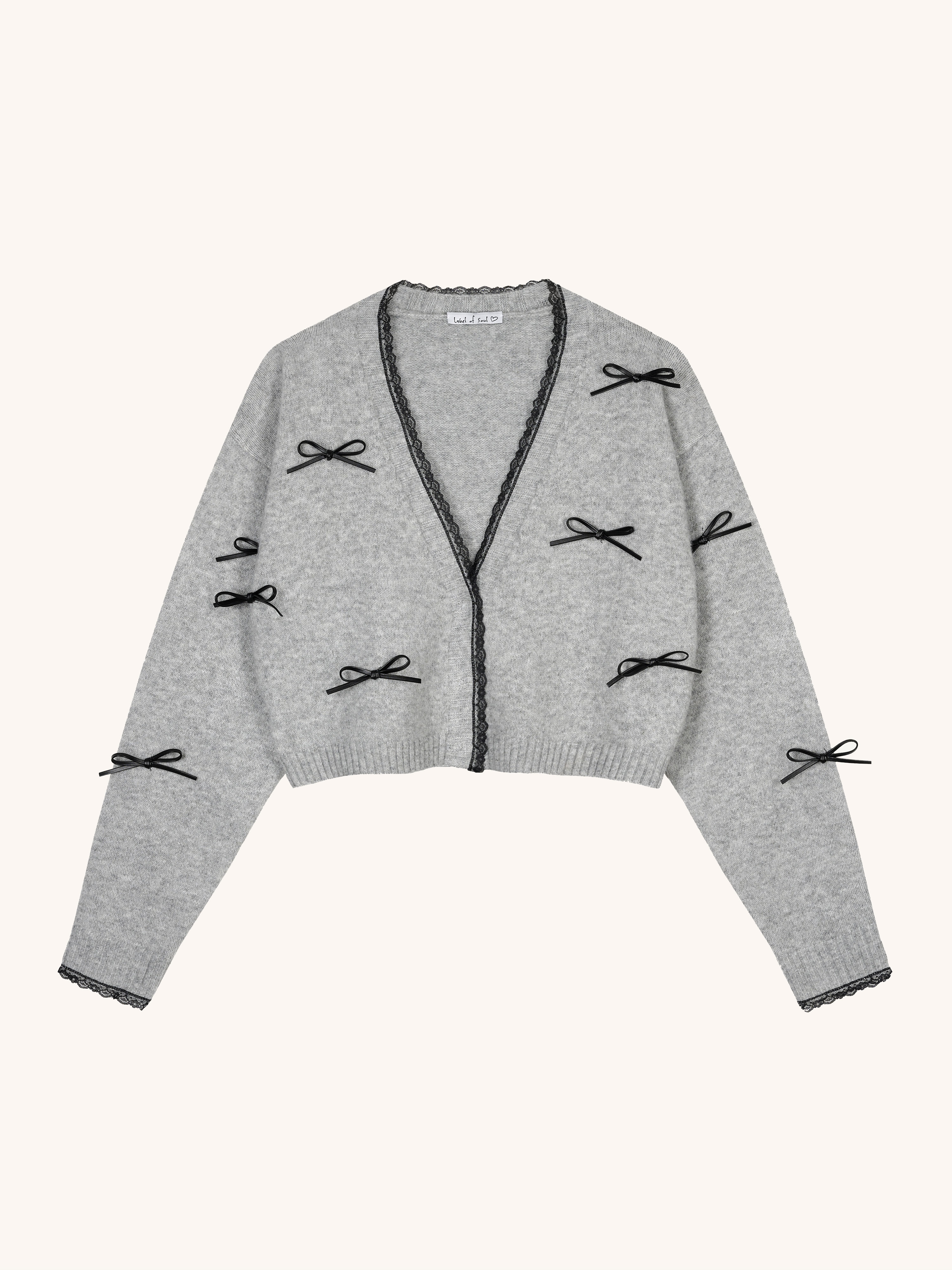 Cropped Cardigan mit Schleifen - CHIC - Grau Cropped Cardigan mit Schleifen - CHIC - Grau