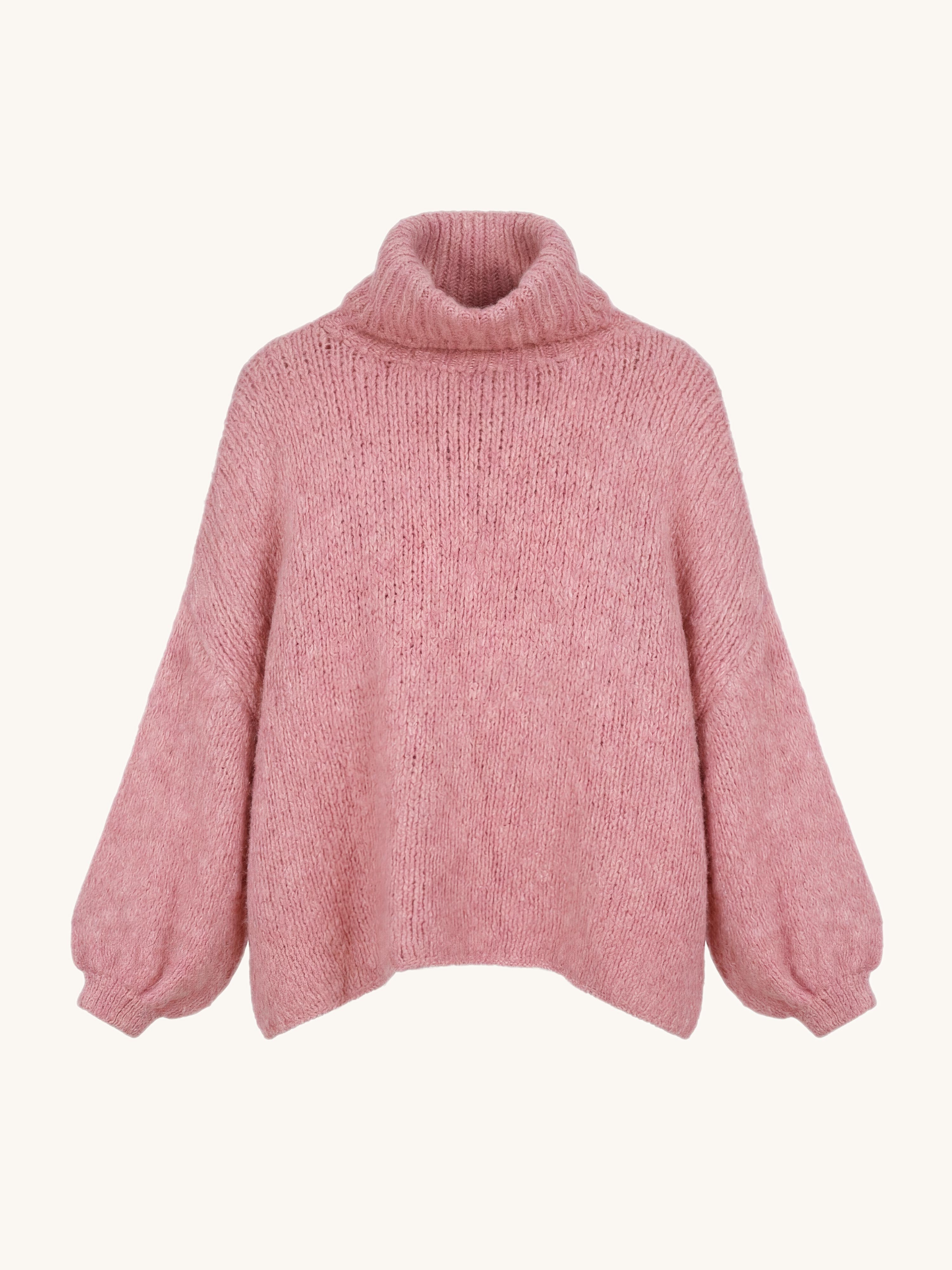 Oversize Pullover mit Rollkragen - FLAUSCHI - Berry