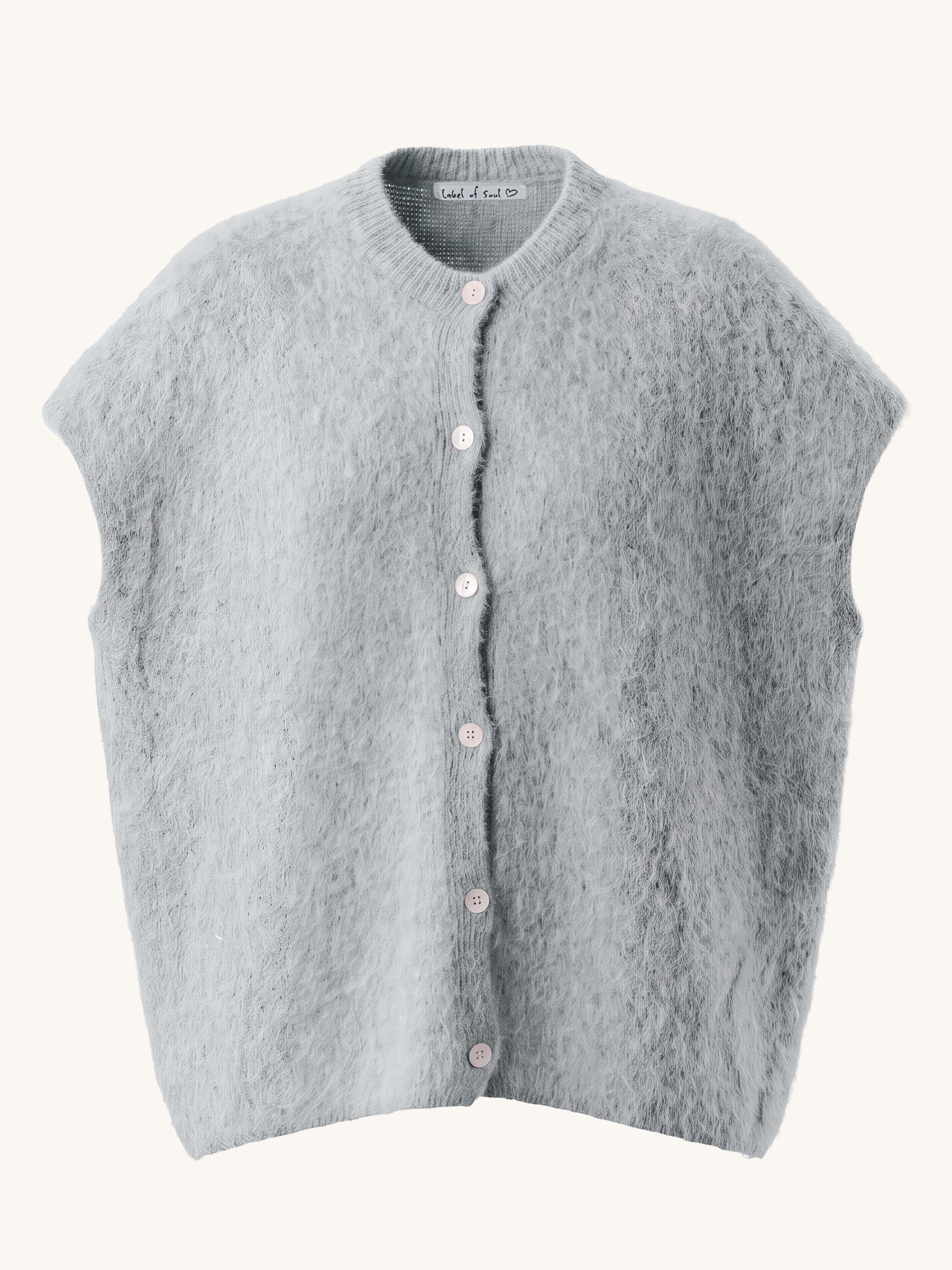 Oversize Strickjacke - FLUFFY - Hellgrau