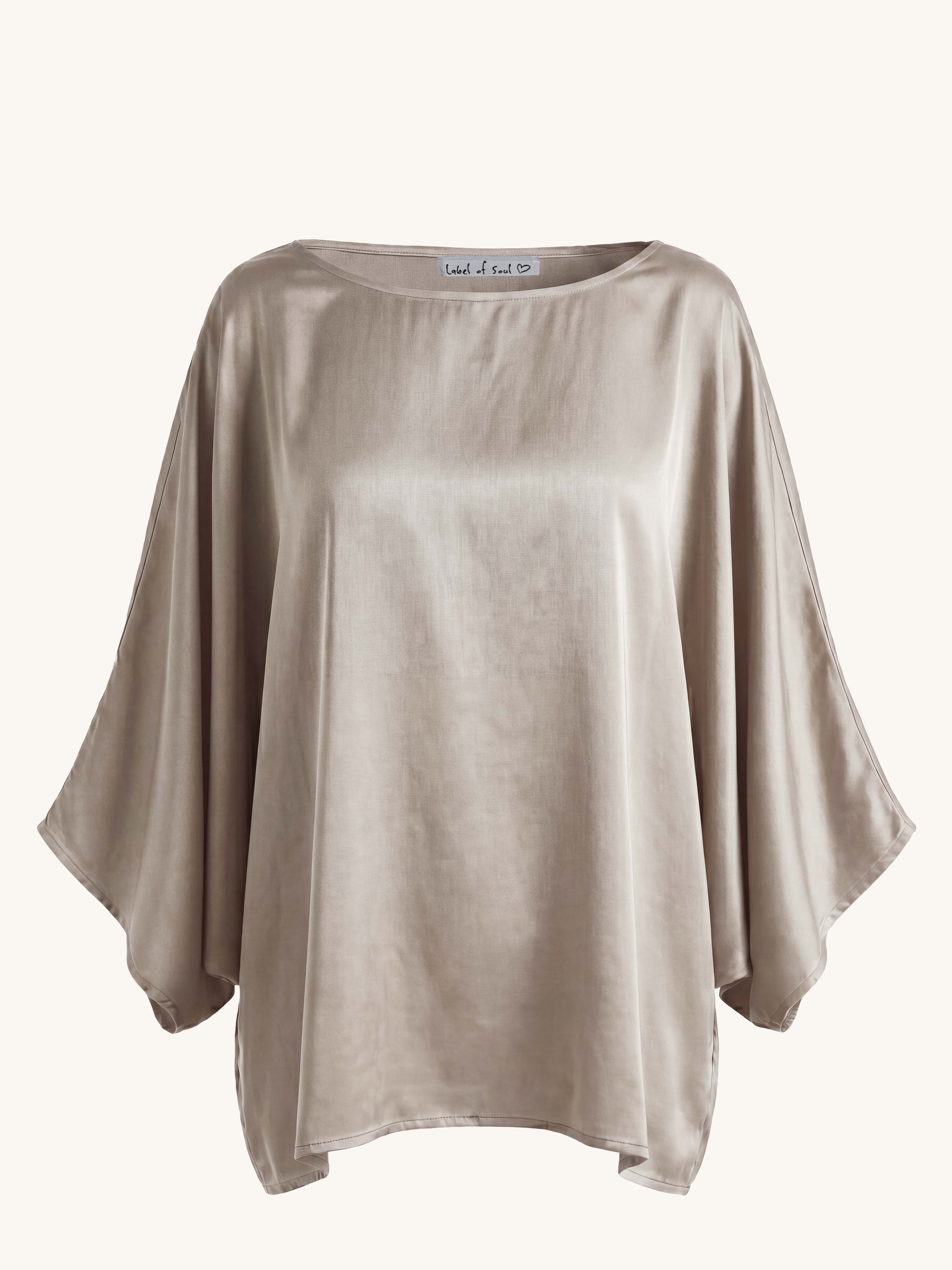 Oversize Viskose Poncho - ELEGANCE - Taupe