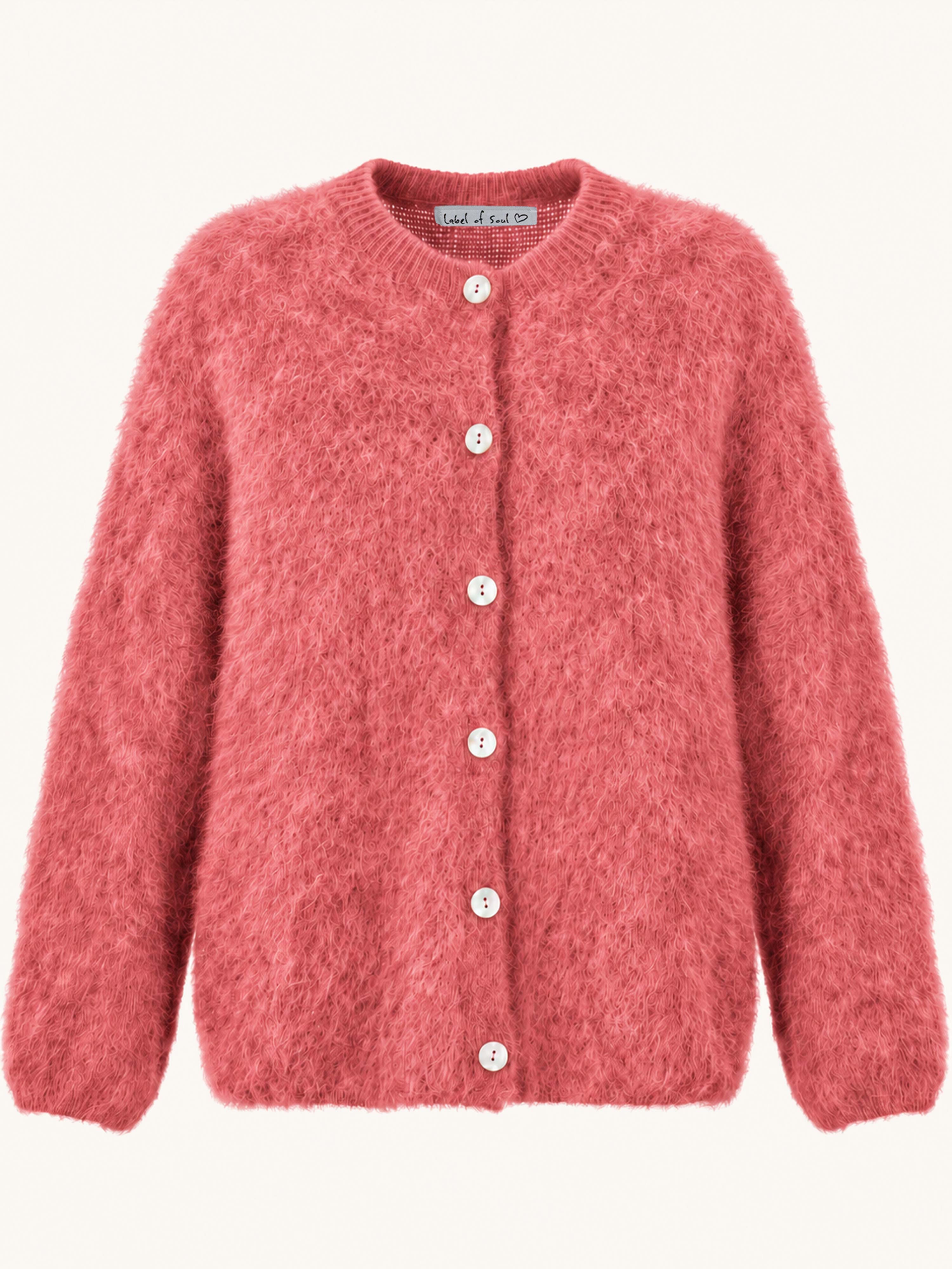 Oversize Strickjacke - FLUFFY - Koralle