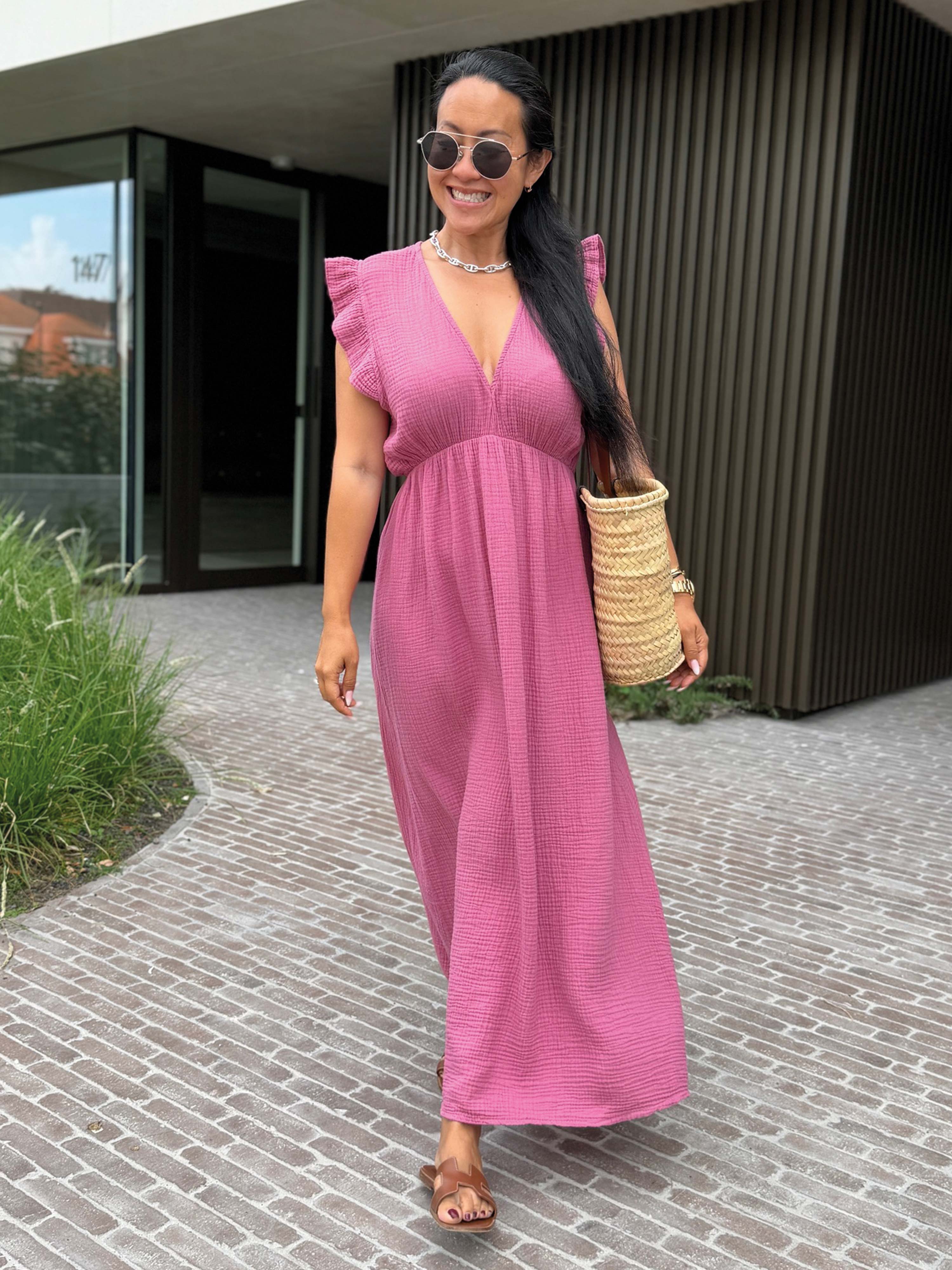 Musselin Kleid Soho - CURVY - Beere
