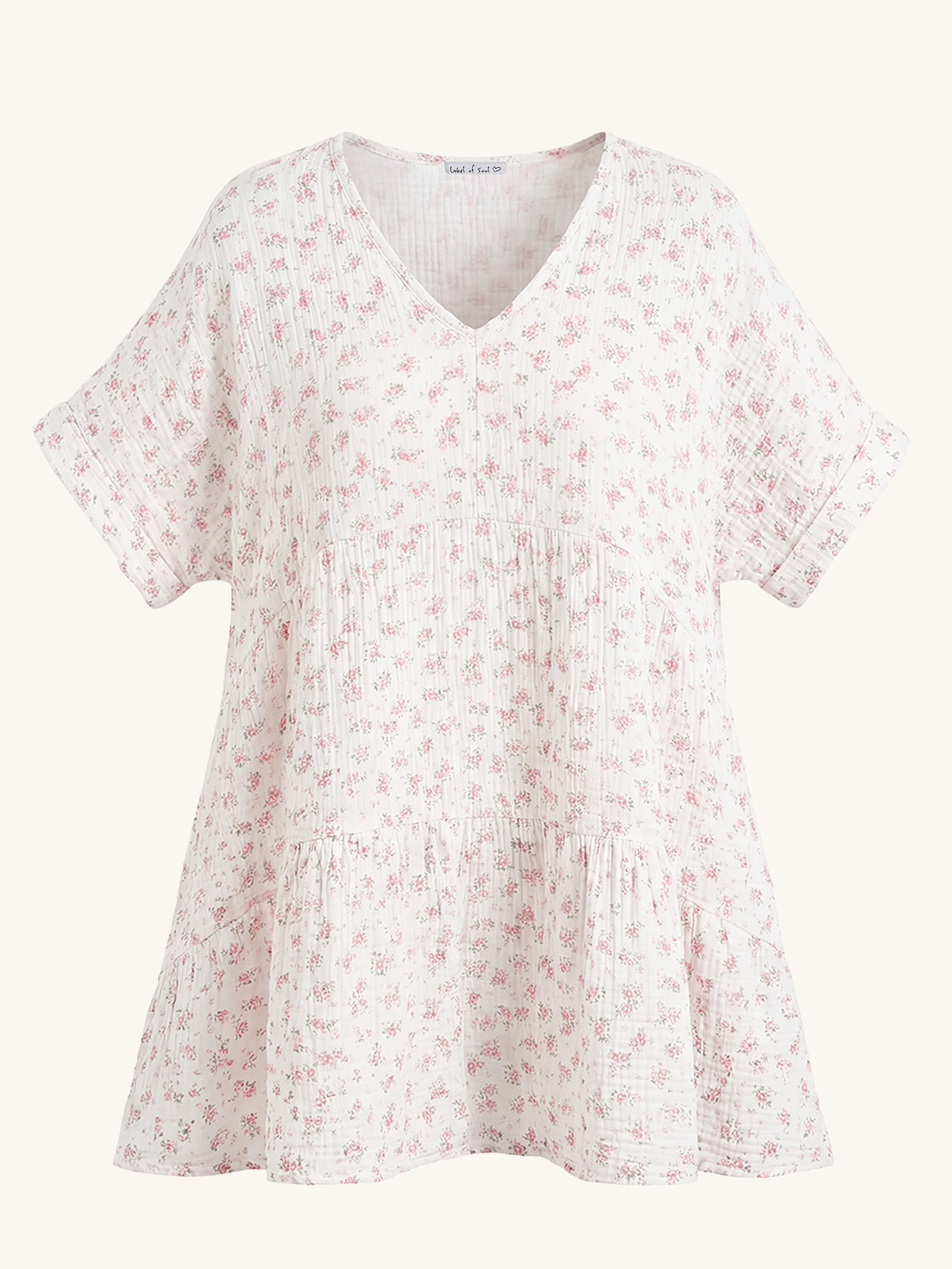 Musselin Tunika Midi mit V-Ausschnitt - Bloomy