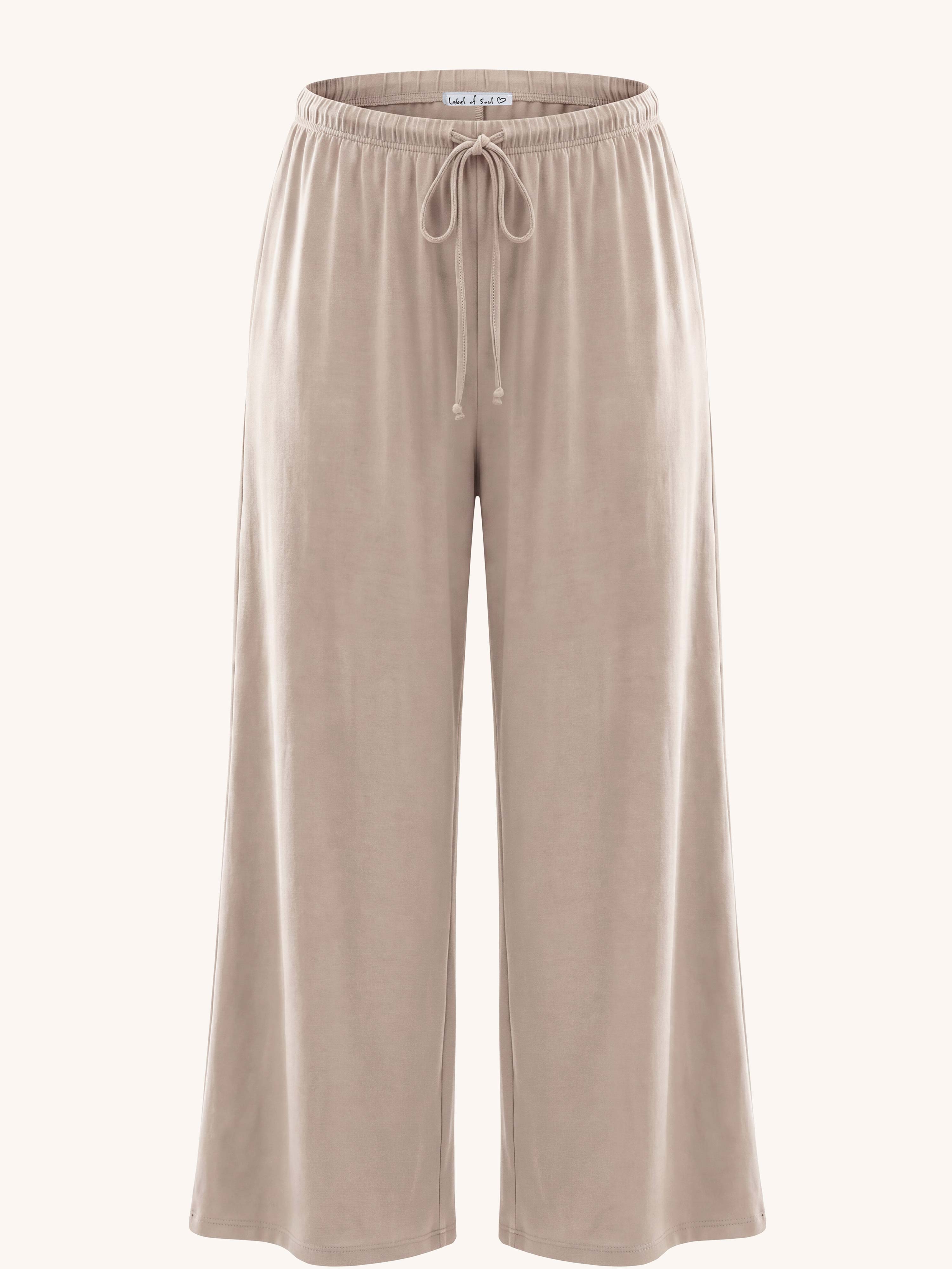 Basic Oversize Loungewear Palazzo Hose - LONG - Beige