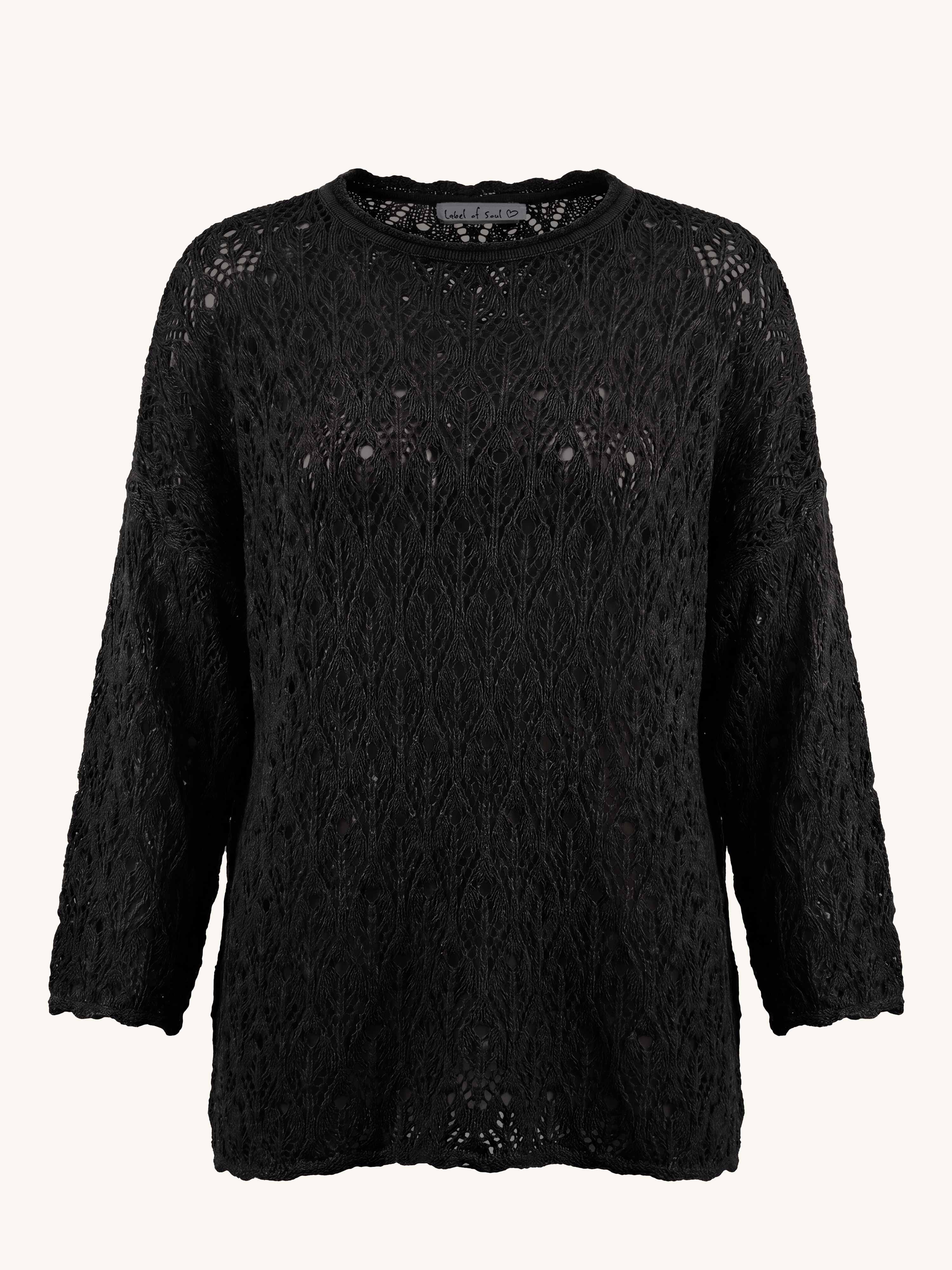 Häkelpullover - BOHEMIAN CROCHET - Schwarz