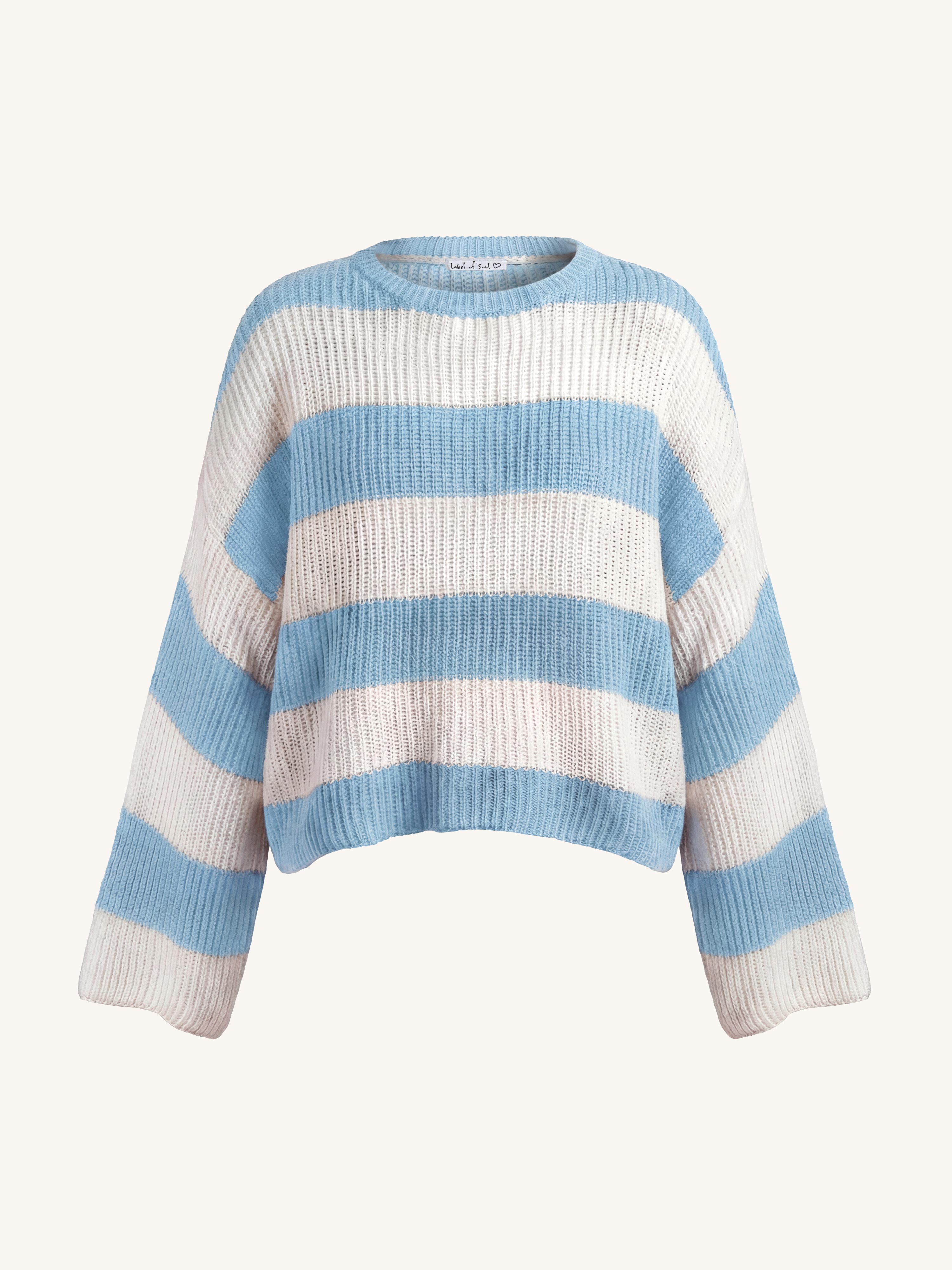 Gestreifter Strickpullover - Luisa - Blau/Creme
