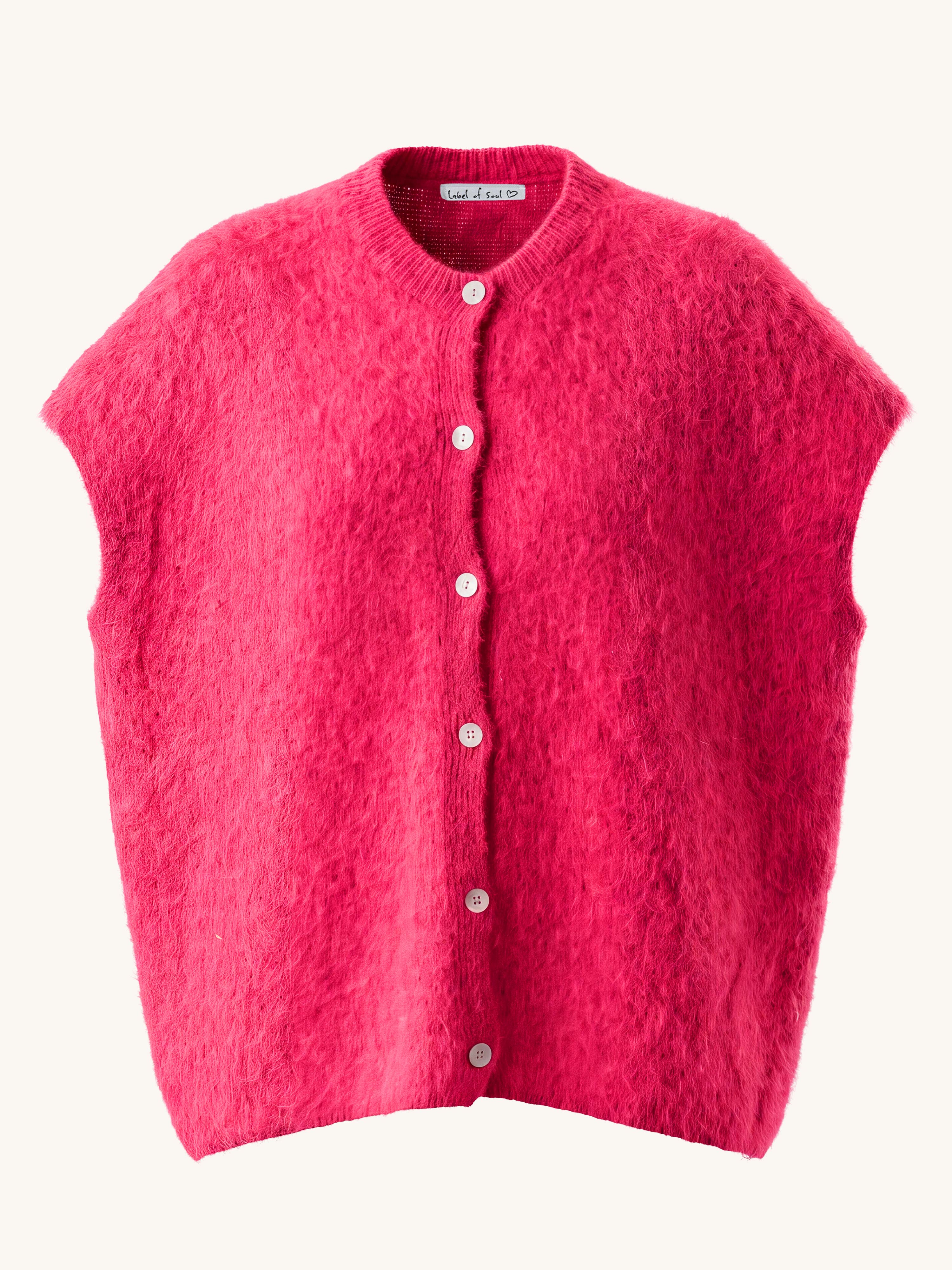Oversize Strickjacke - FLUFFY - Neon Pink