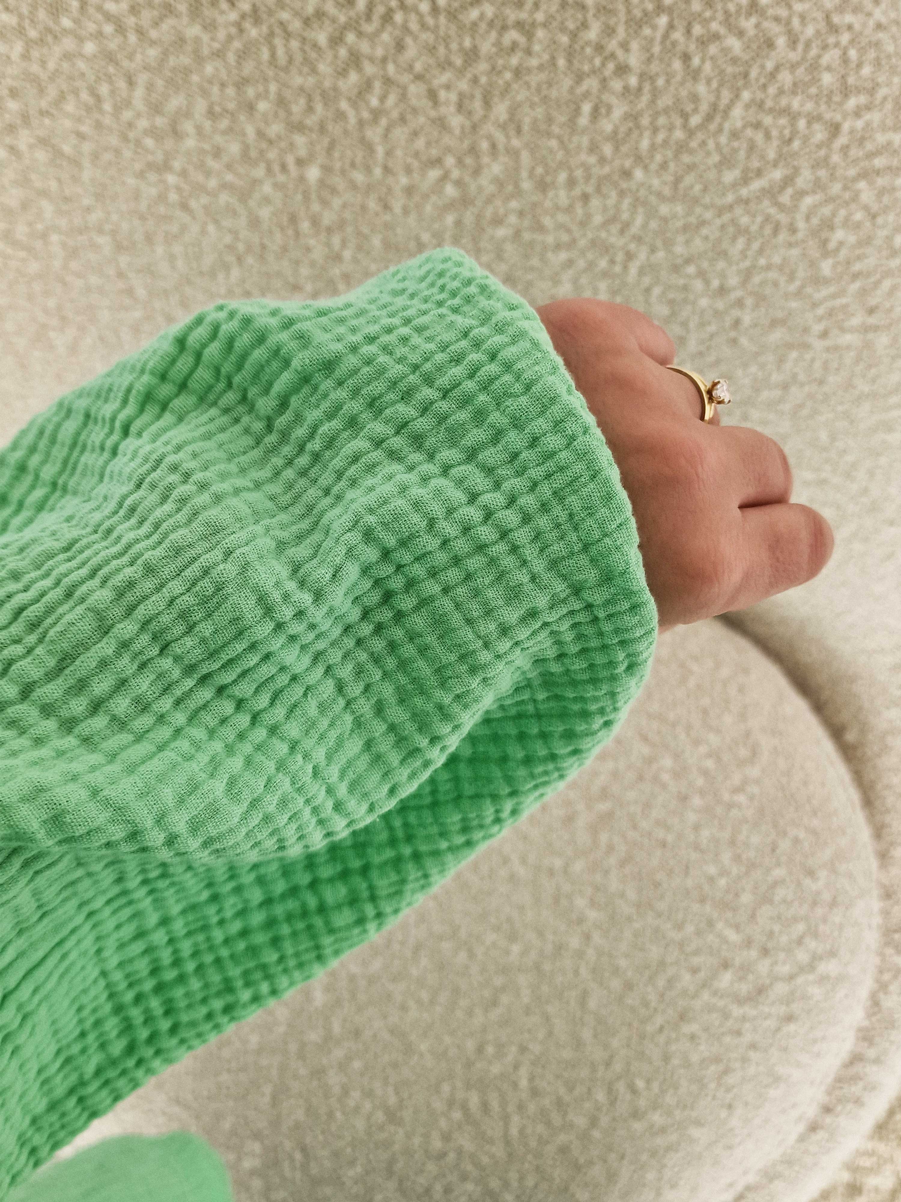 Vokuhila Musselin Oversize Bluse - CELINA - Kiwi