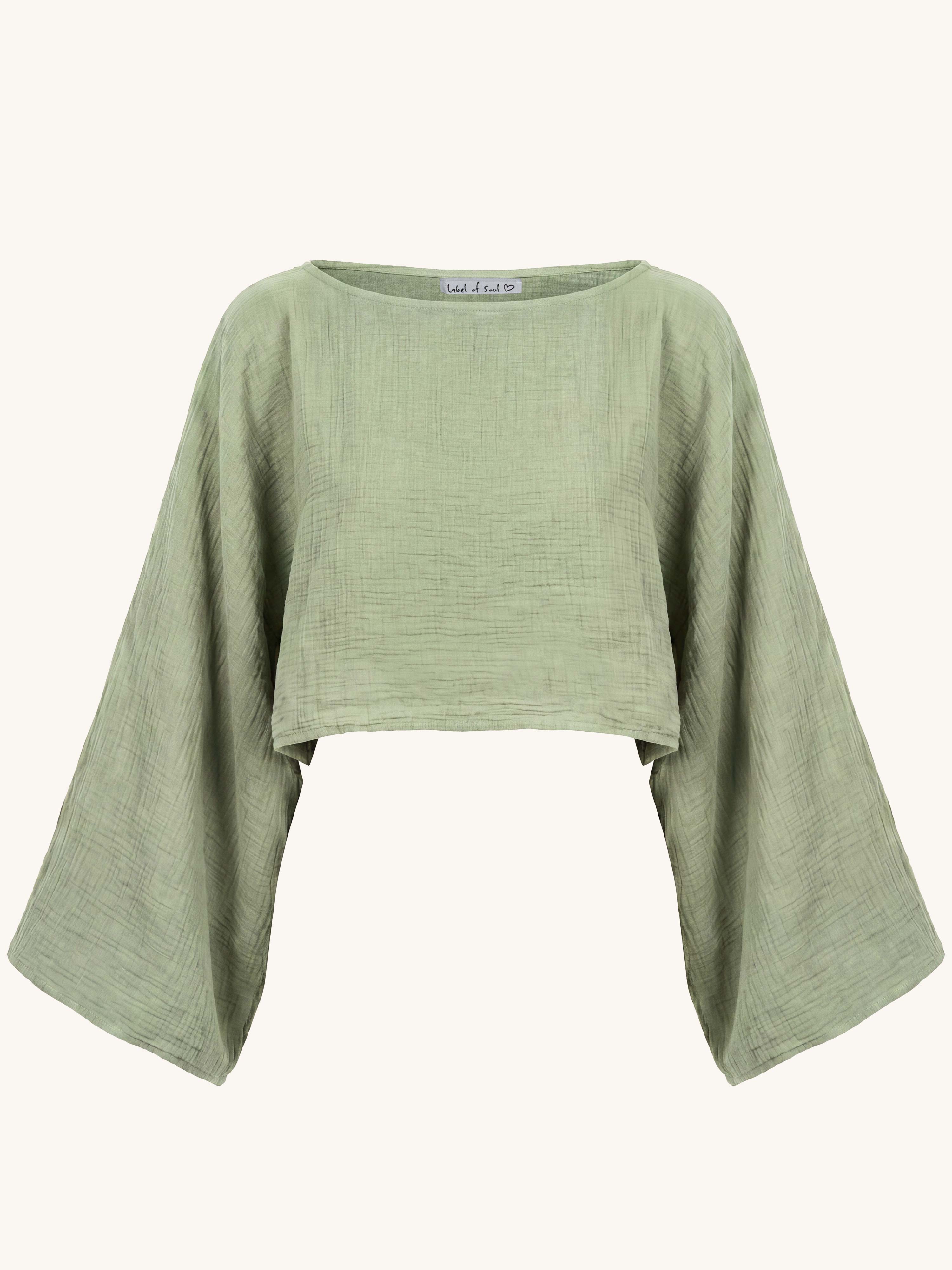 Musselin Cropped Bluse - ARTA - REGULAR - Matcha