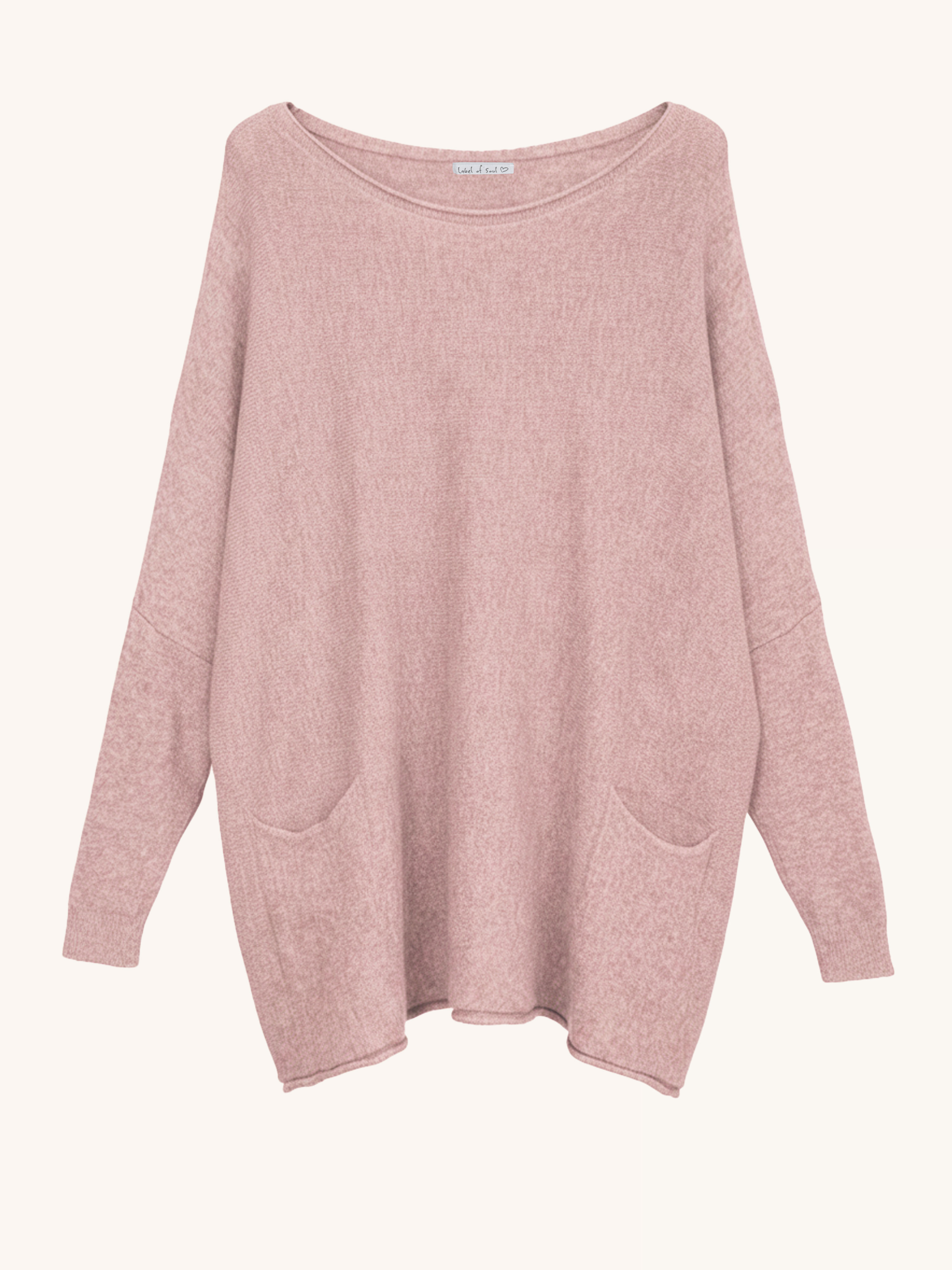 Oversize Viskose Pullover mit Taschen - Blush Oversize Viskose Pullover mit Taschen - Blush