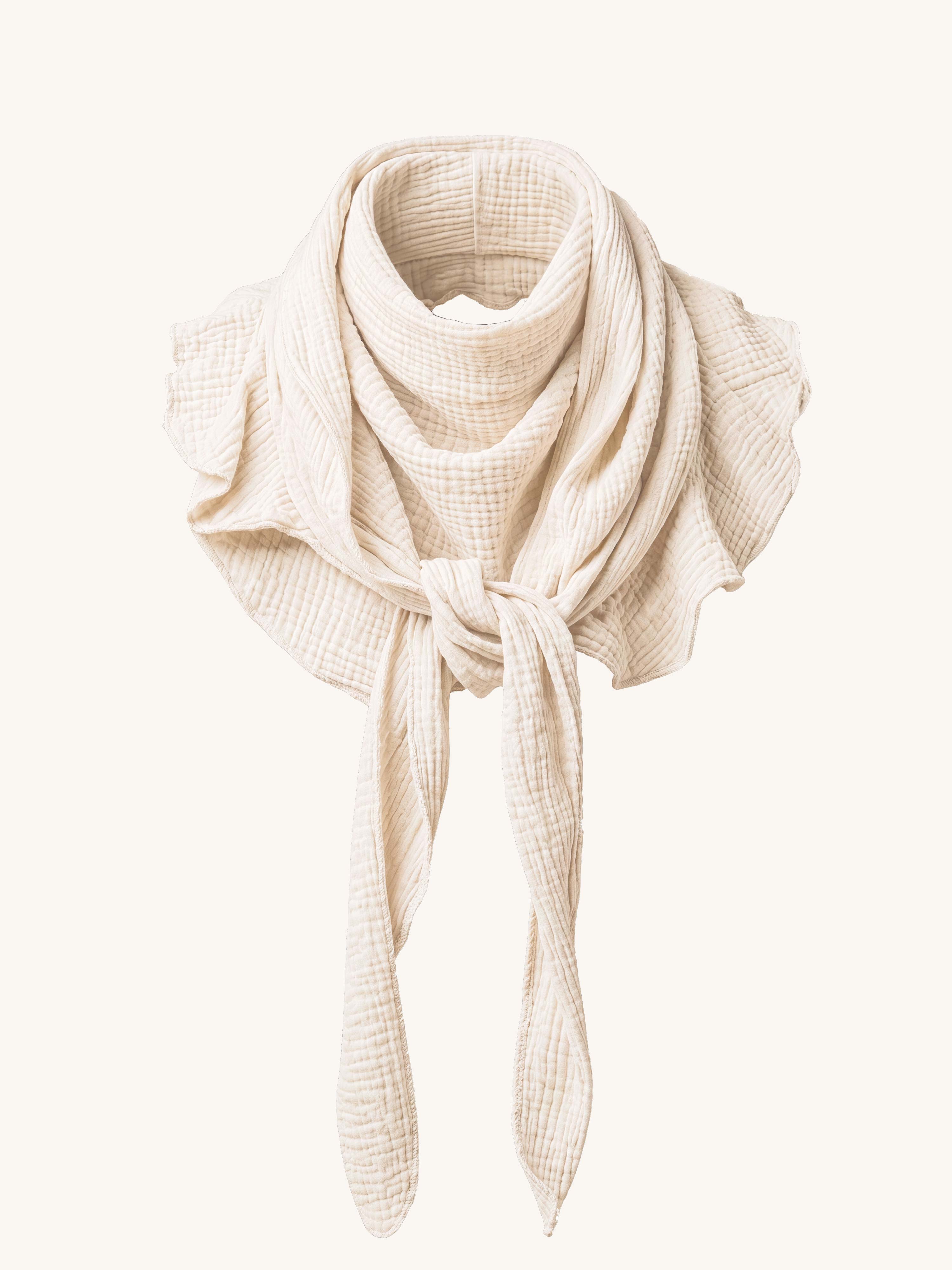 Musselin Volants Schal Top - Vanille