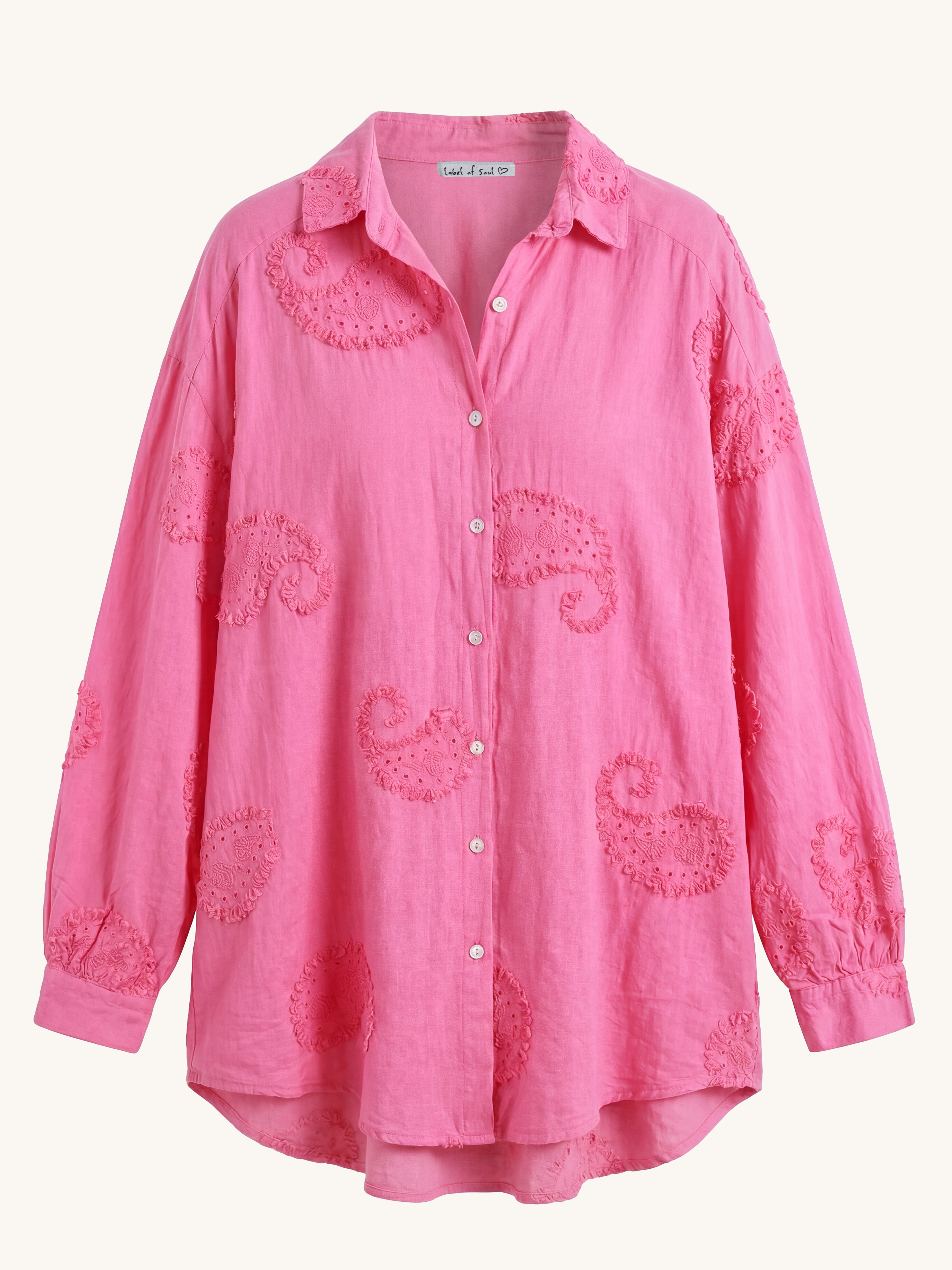 Cotton Oversize Long Bluse - OHANA - Pink