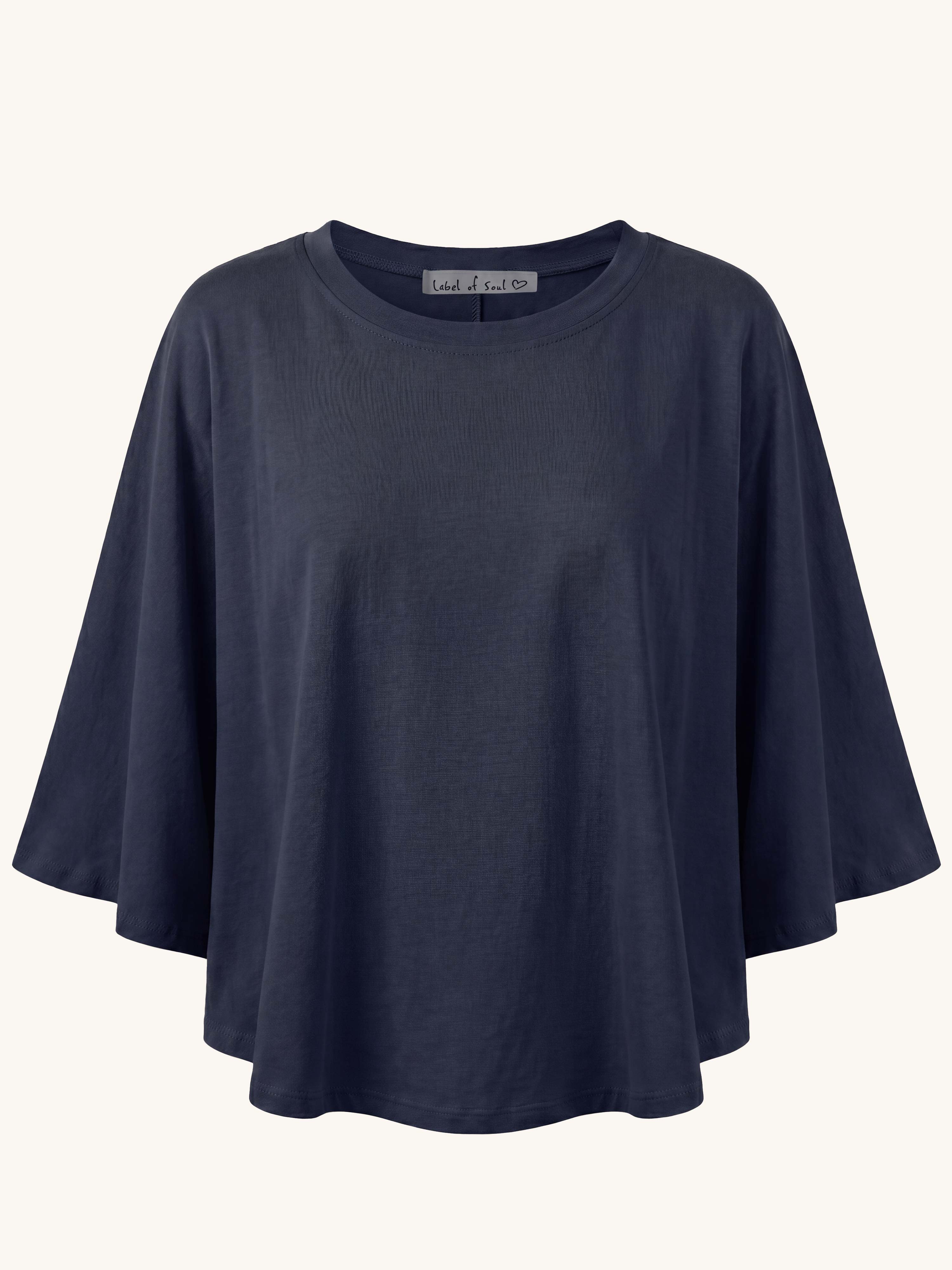 Basic Oversize Kurzarm Poncho Shirt - CURVY - Navy