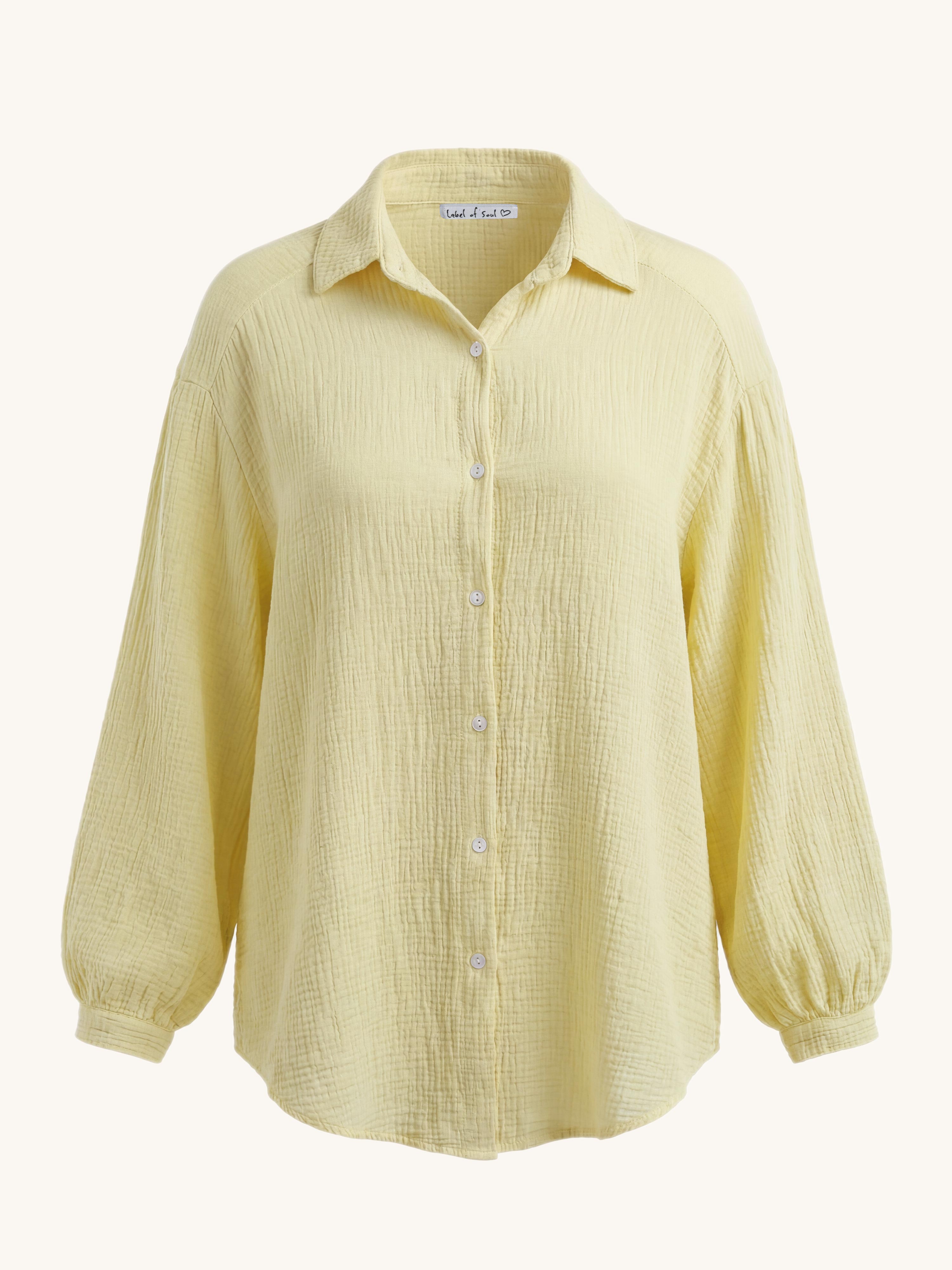 Musselin Midi Oversize Bluse - Butter Yellow