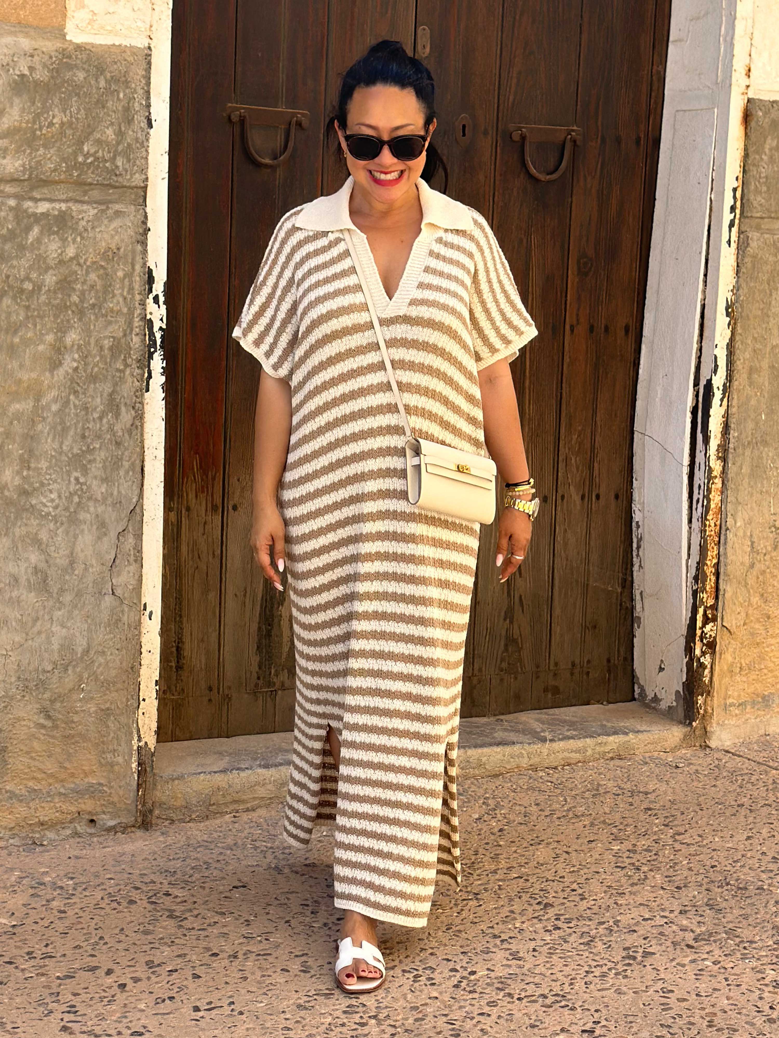 Häkelkleid Manacor - ONESIZE - STRIPES Cappuccino