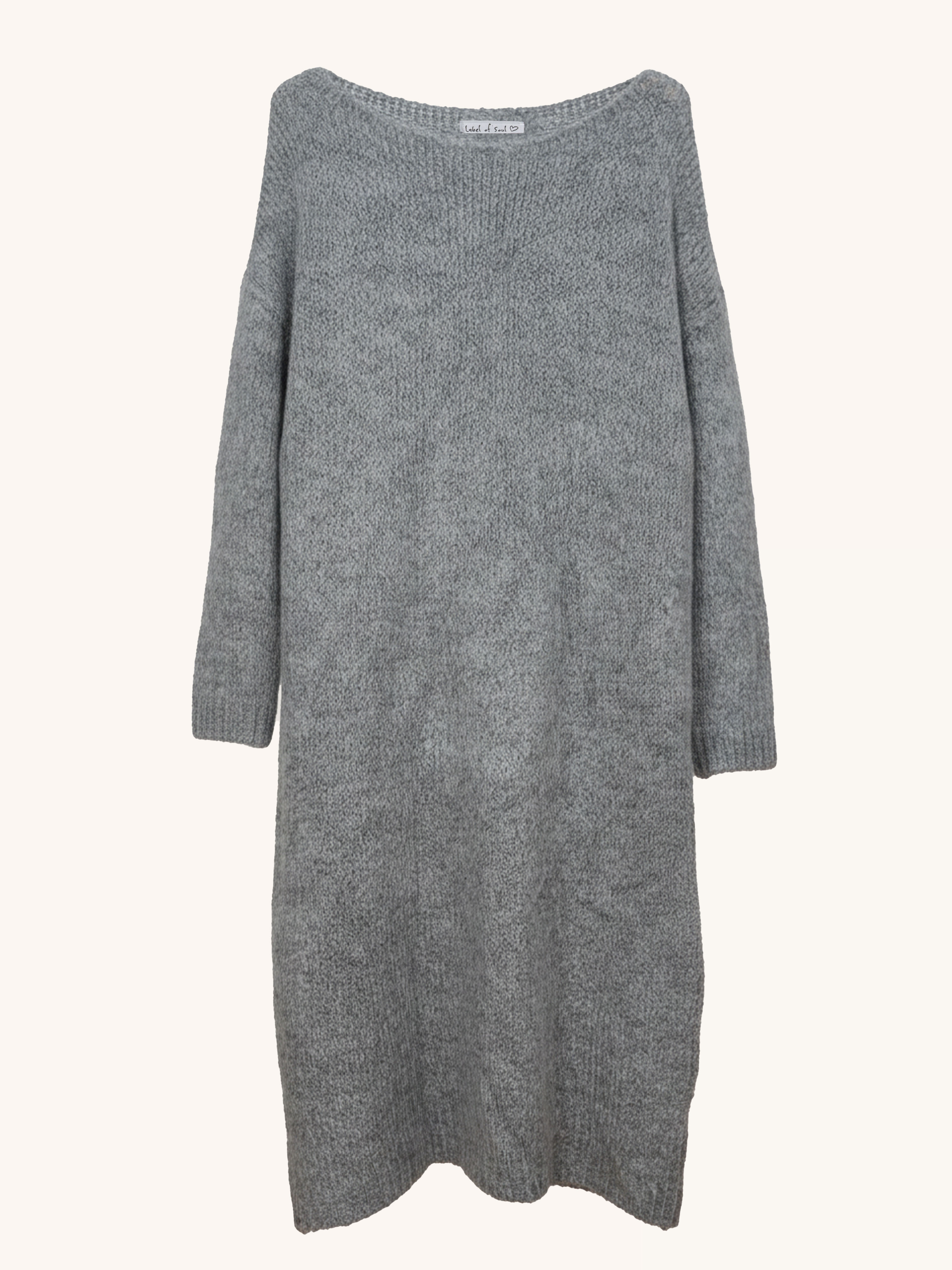 Strickkleid mit Rundhalsausschnitt - FLAUSCHI - Anthrazit