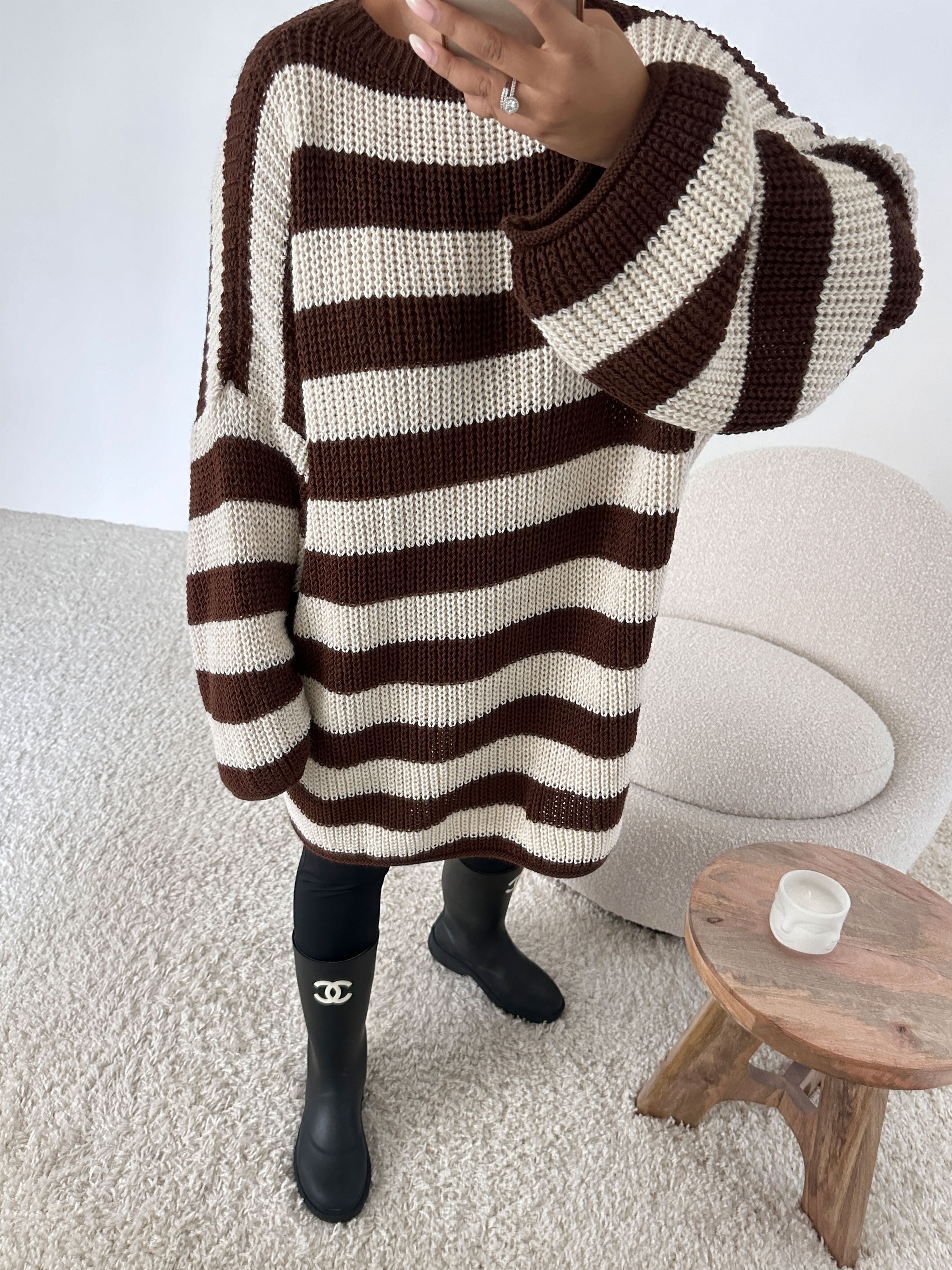 Schwerstrickpullover - STRIPES - Coffee Schwerstrickpullover - STRIPES - Coffee
