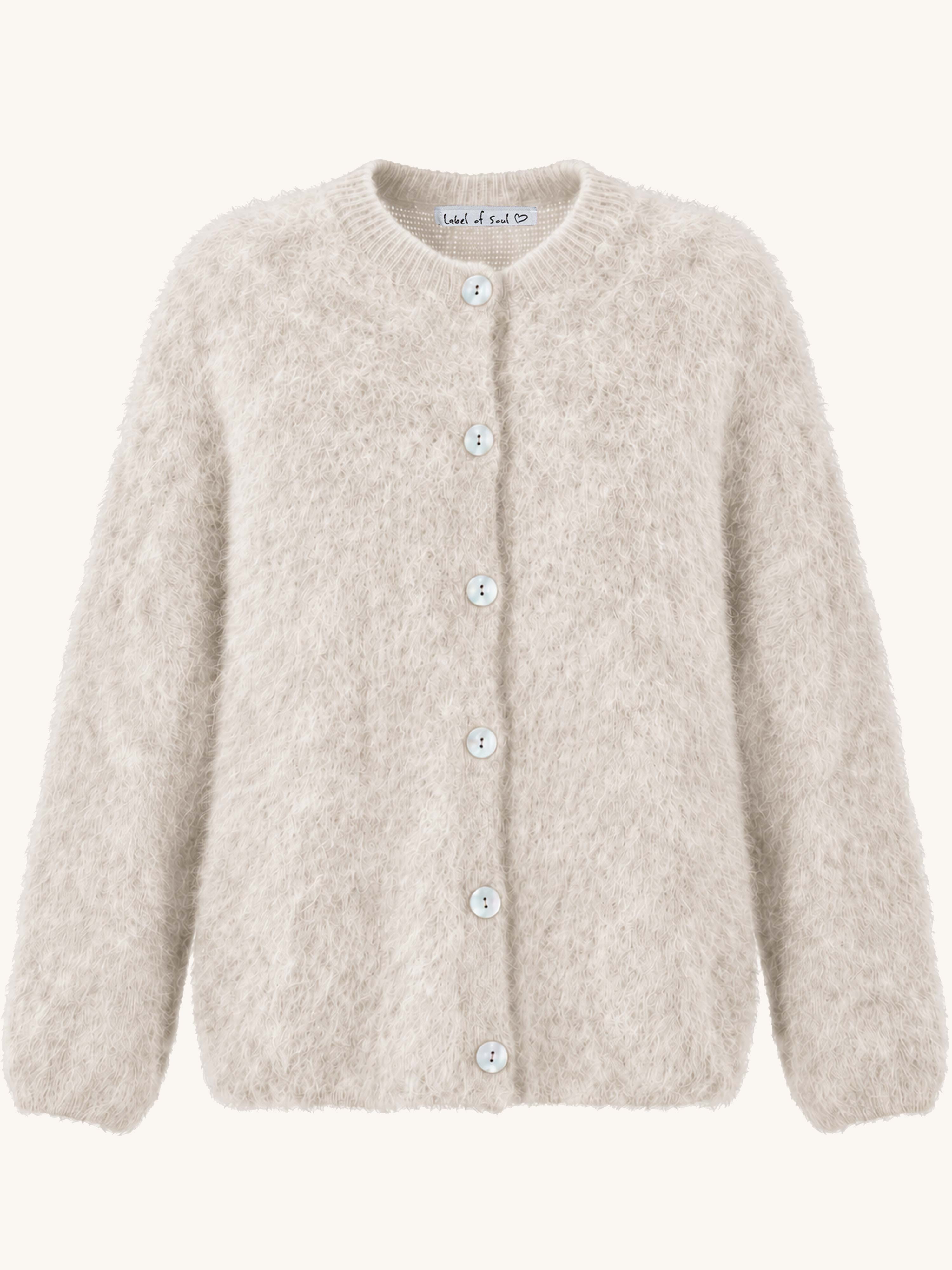 Oversize Strickjacke - FLUFFY - Creme