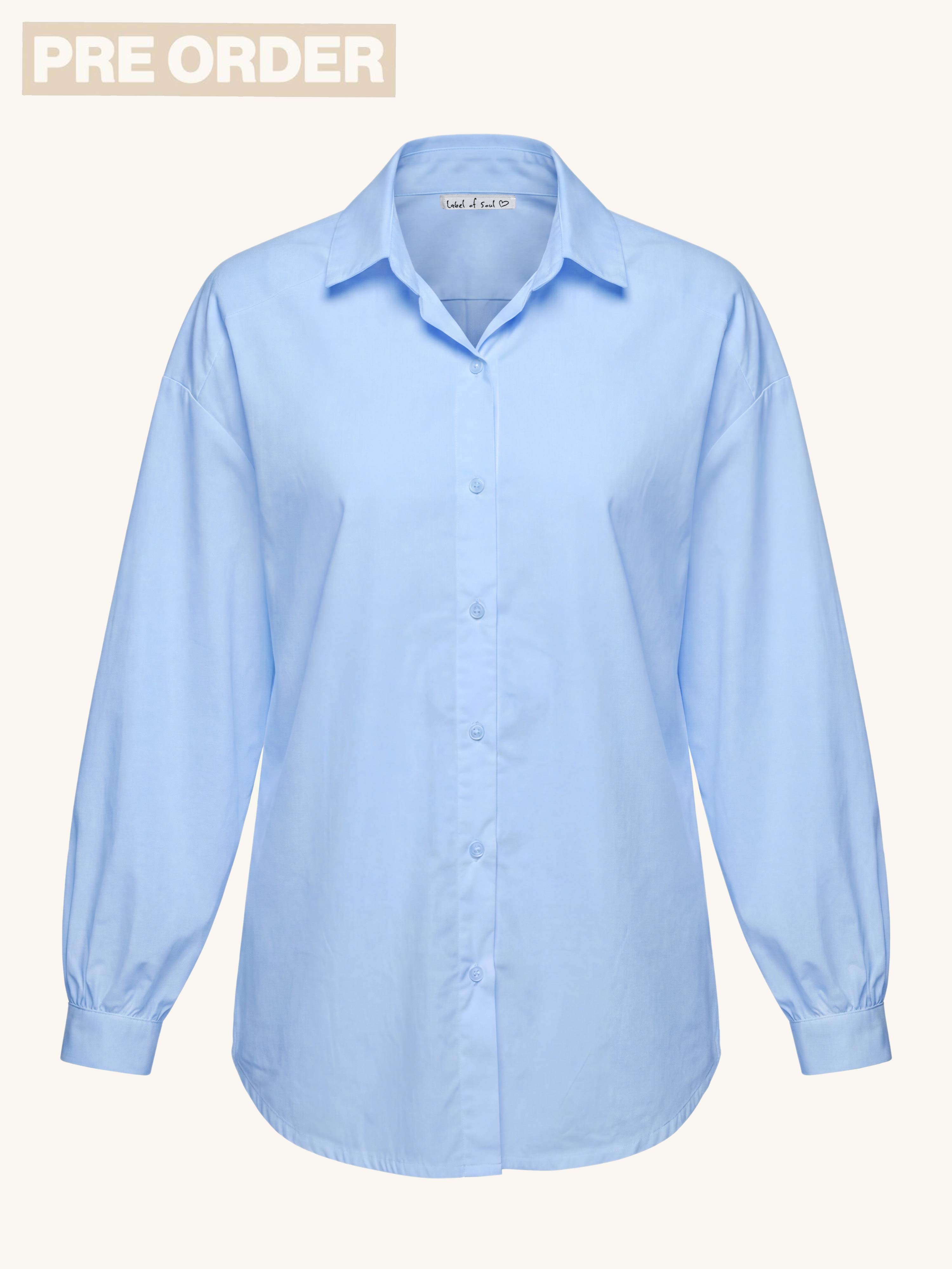 PRE-ORDER: Cotton Oversize Hemdbluse - Blau