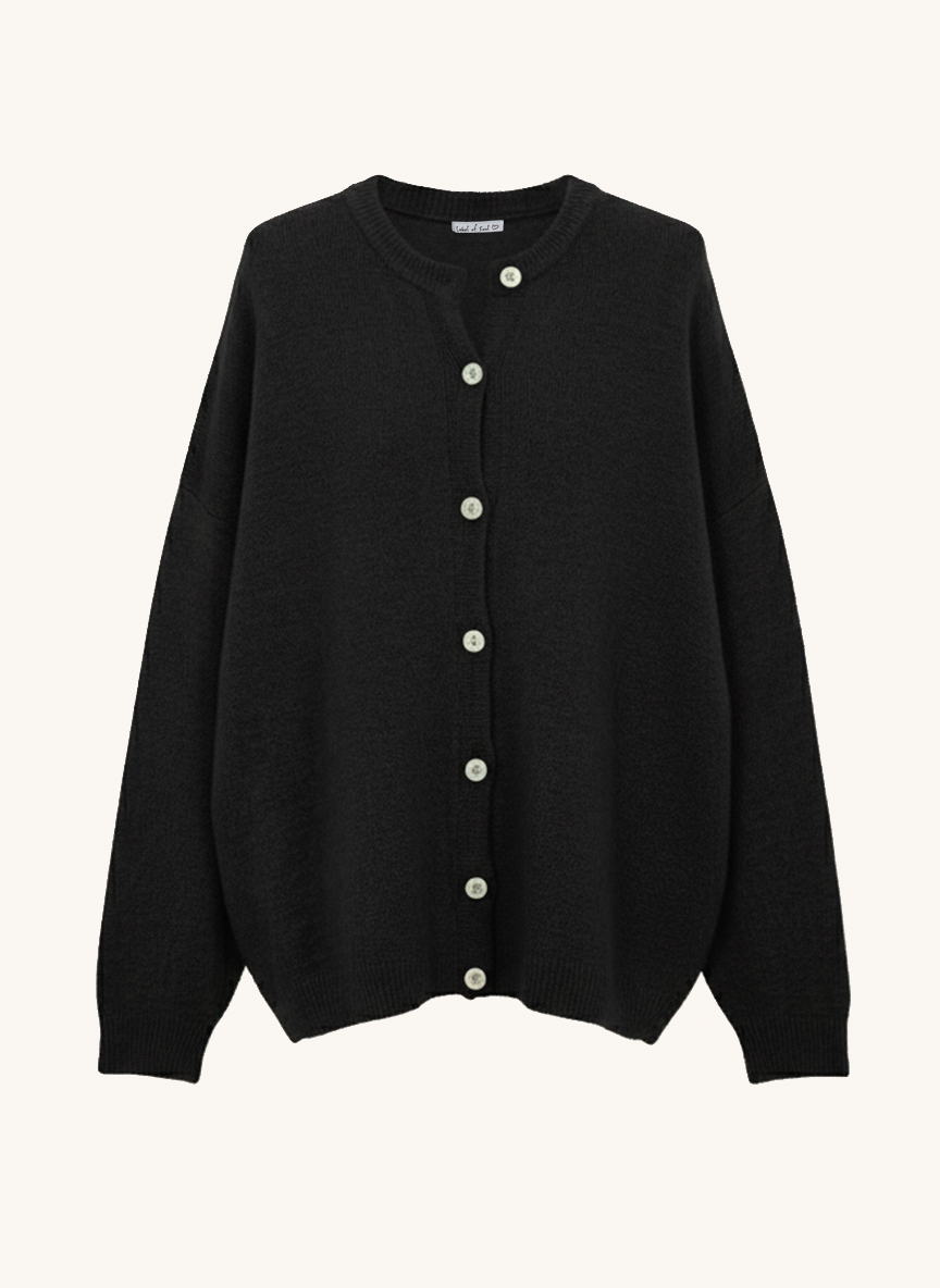 Strickjacke mit Alpakawollanteil - Schwarz