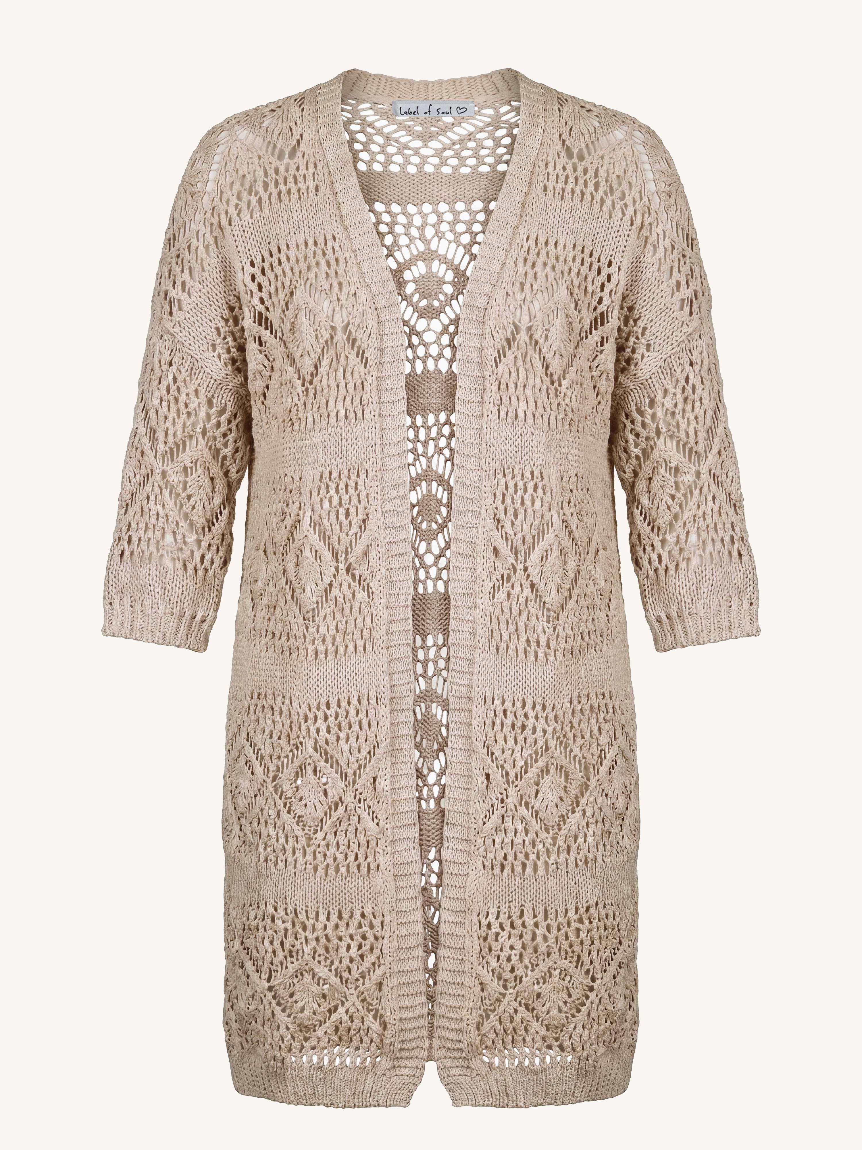 Häkel Strickjacke - BOHEMIAN CROCHET - Beige