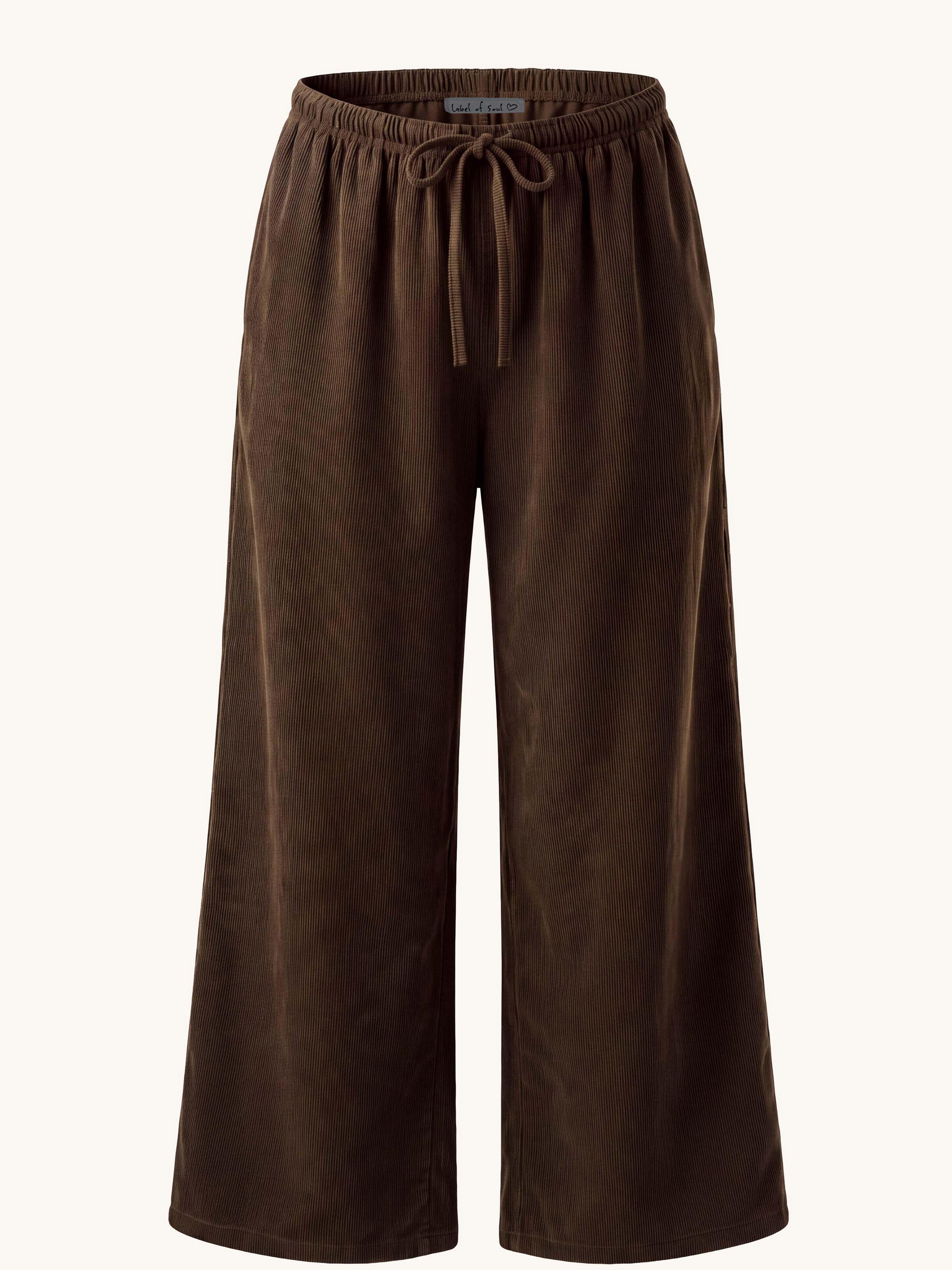 Feincord Palazzo Hose - LONG - Schoko