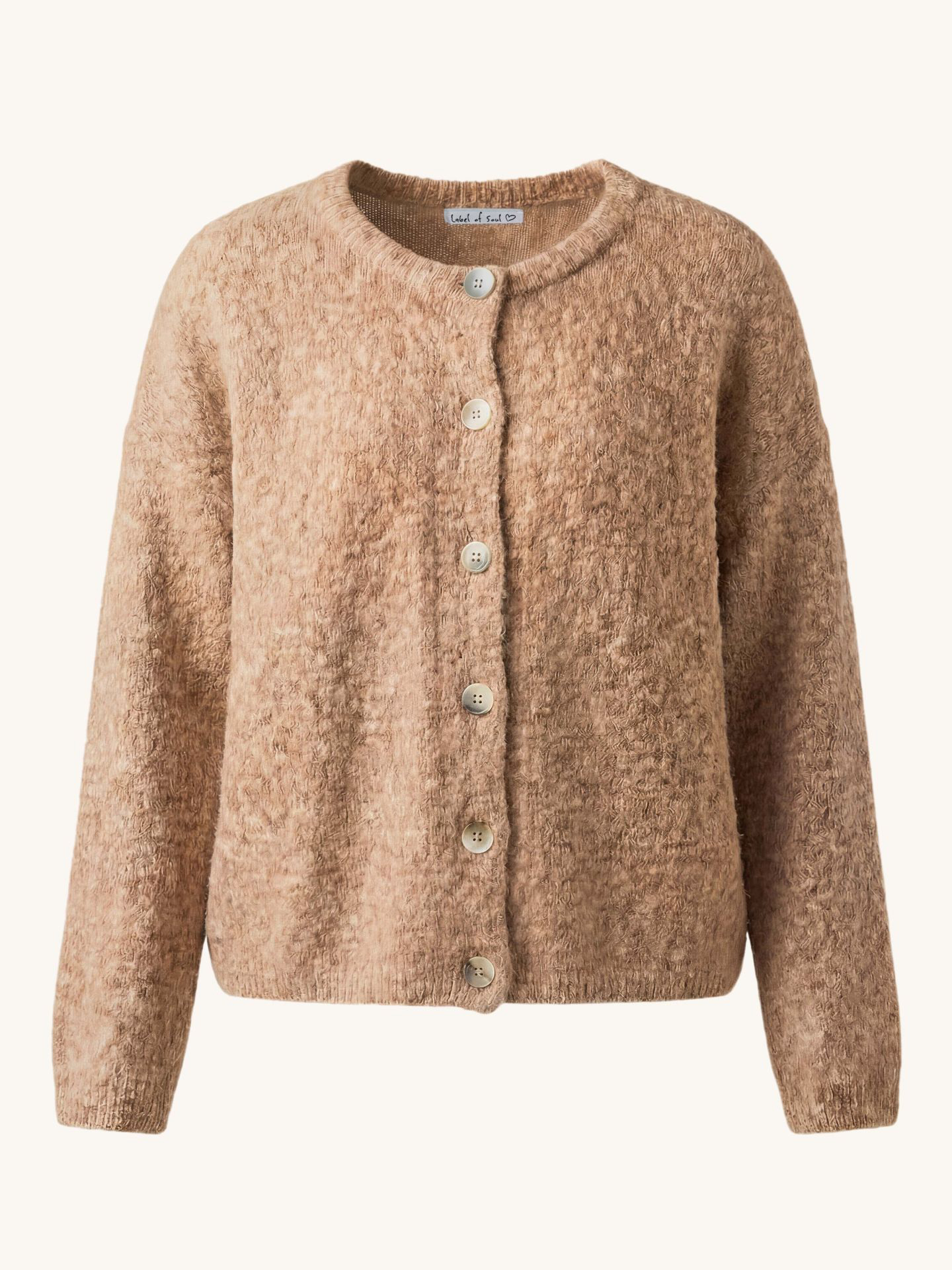 Soft Strickjacke mit Alpakawollanteil - Cappuccino