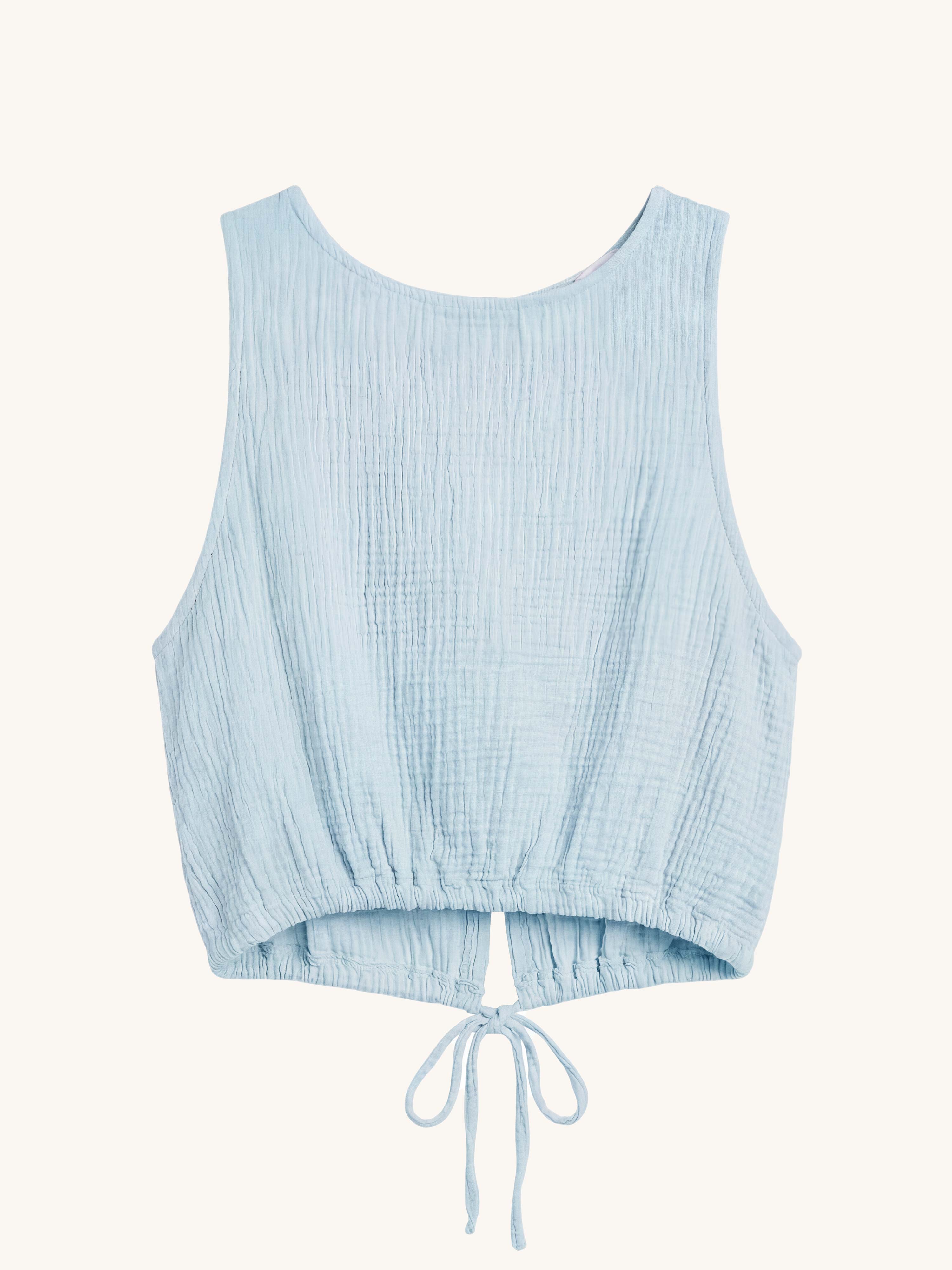 Musselin Cropped Top - Babyblau