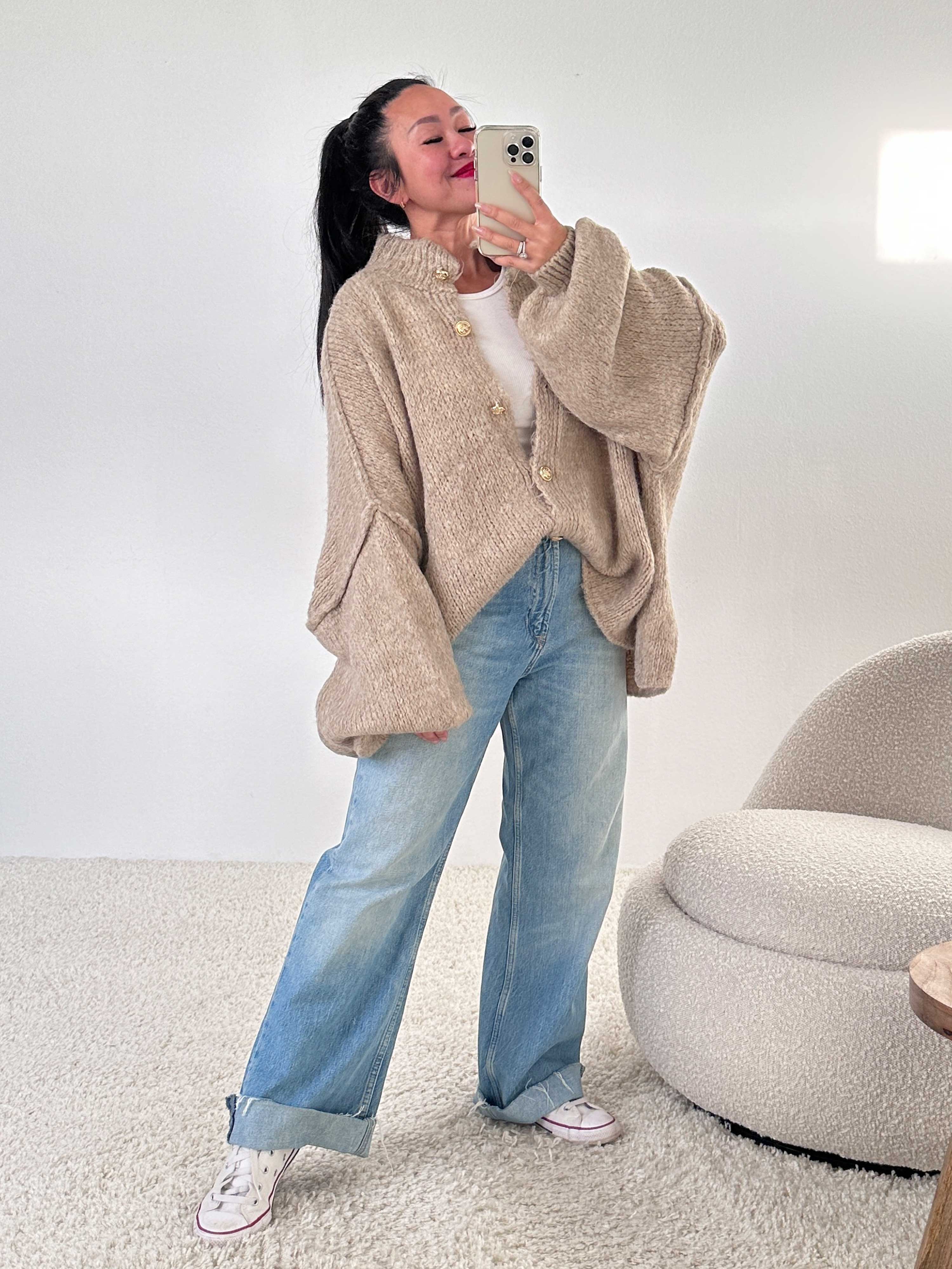 Oversize FLAUSCHI Cardigan - Beige