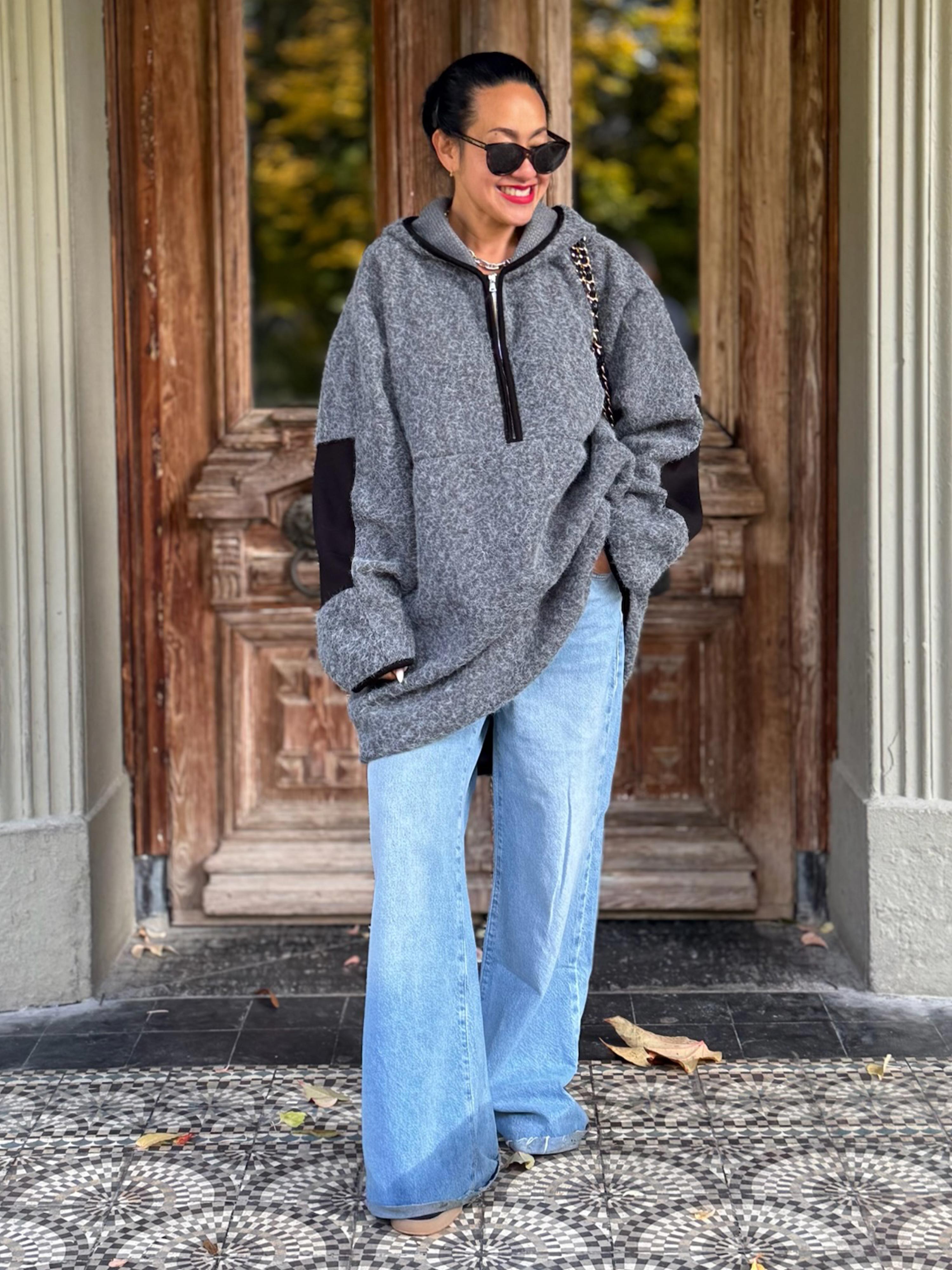 Unisex Oversize Hoodie Halfzip - HENRY - Grau