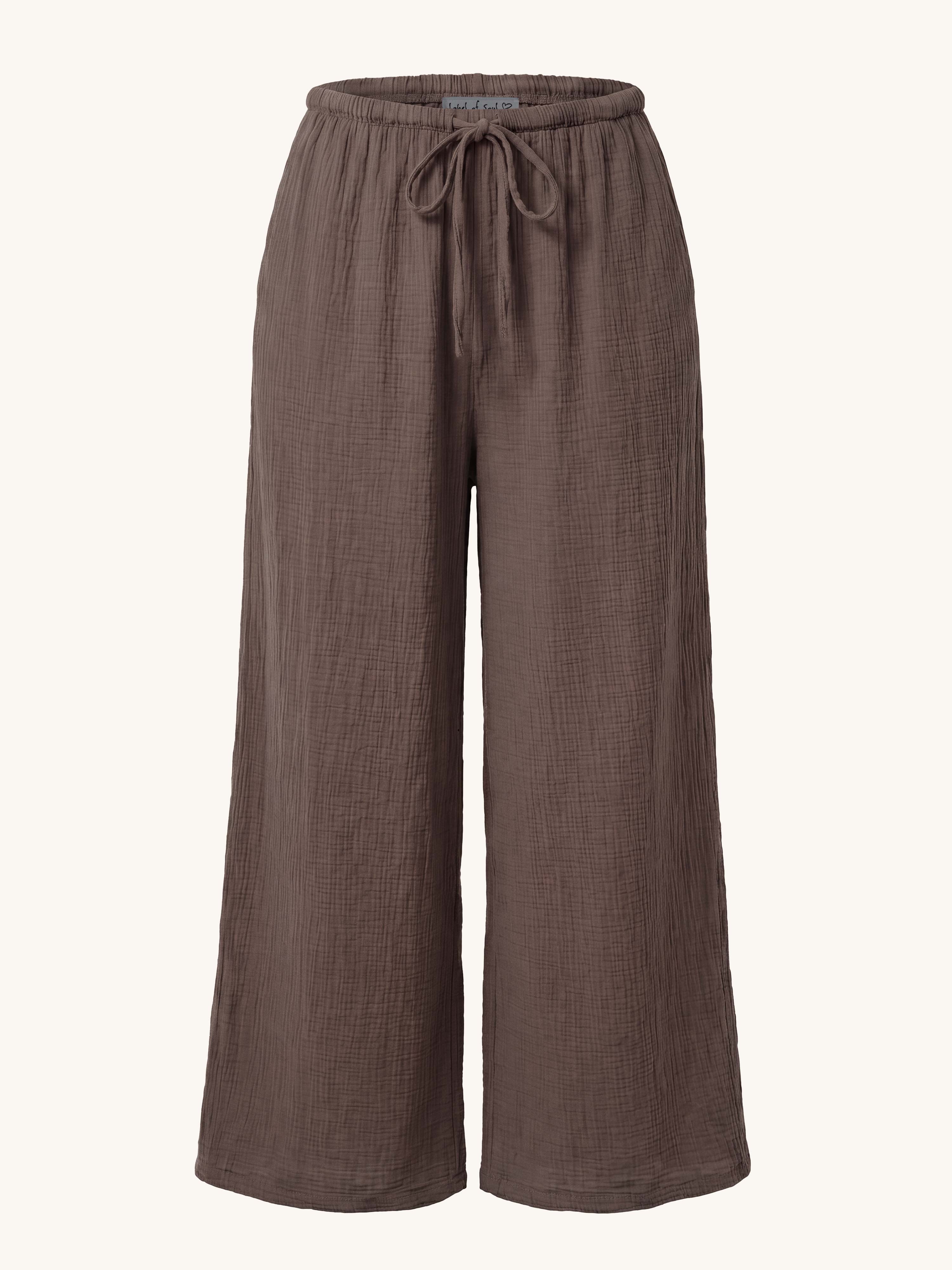 Musselin Palazzo Oversize Hose - NAMASTE - Schoko