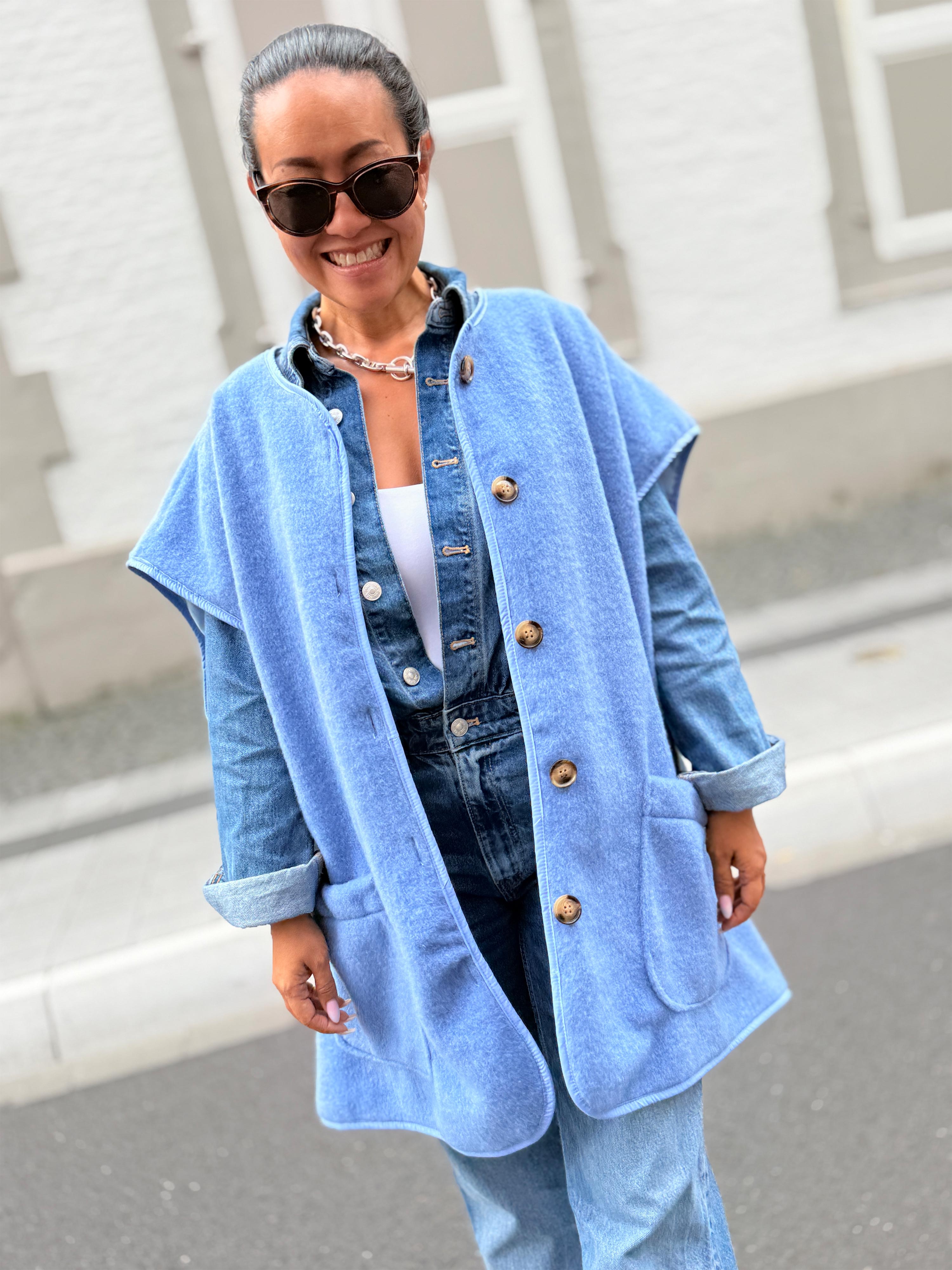 Oversize Weste mit Taschen - SIGNATURE - Blau Oversize Weste mit Taschen - SIGNATURE - Blau