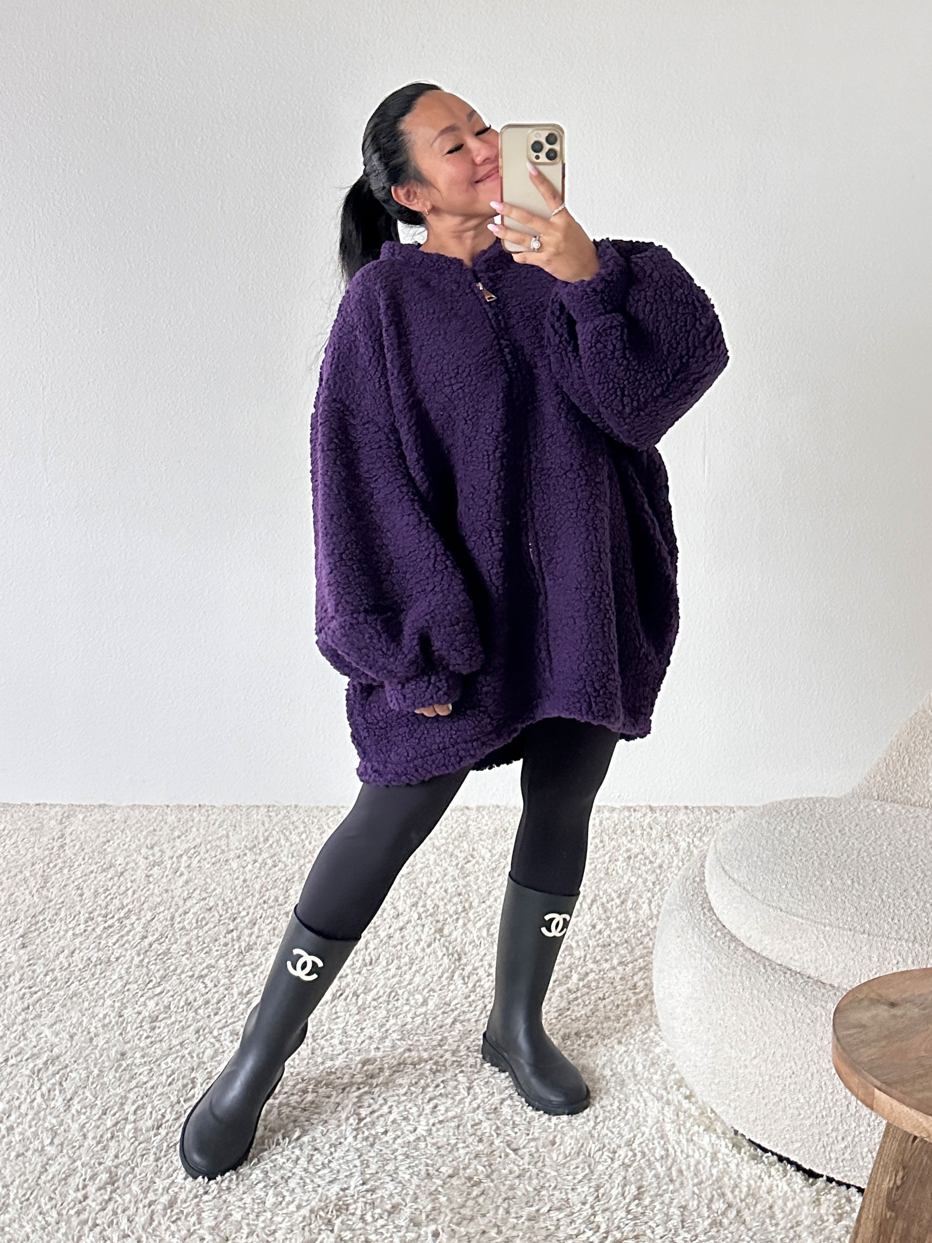 Teddylook Jacke mit Zipper - ICON - Aubergine Teddylook Jacke mit Zipper - ICON - Aubergine