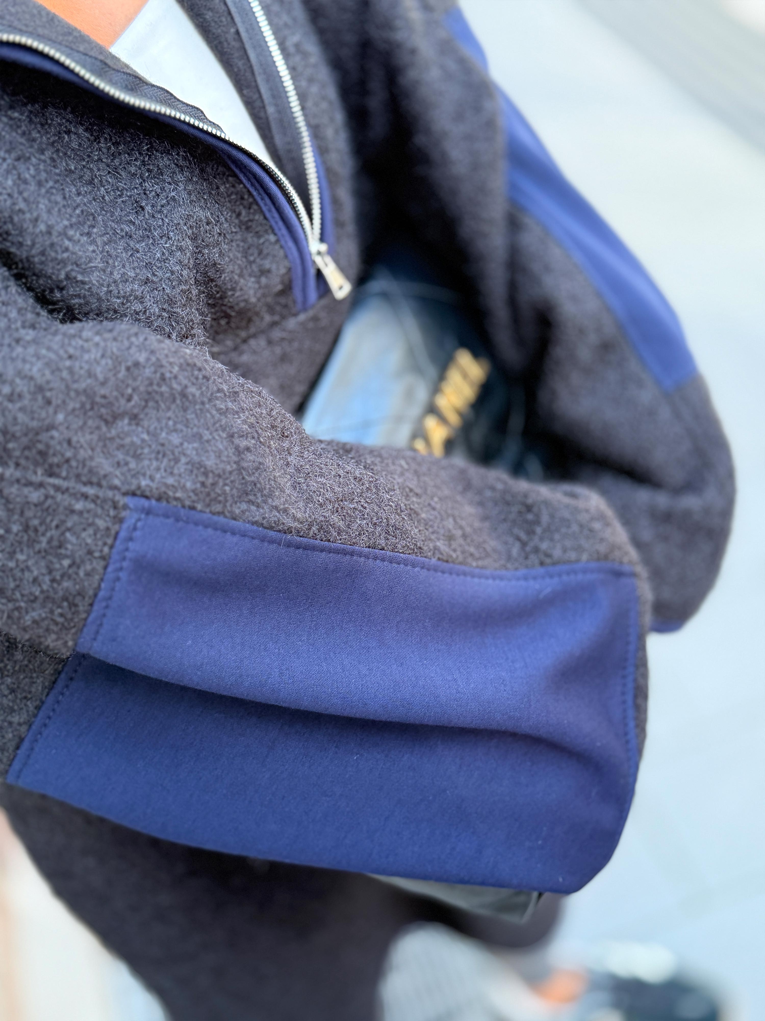 Unisex Oversize Hoodie Halfzip - HENRY - Schwarz/Navy