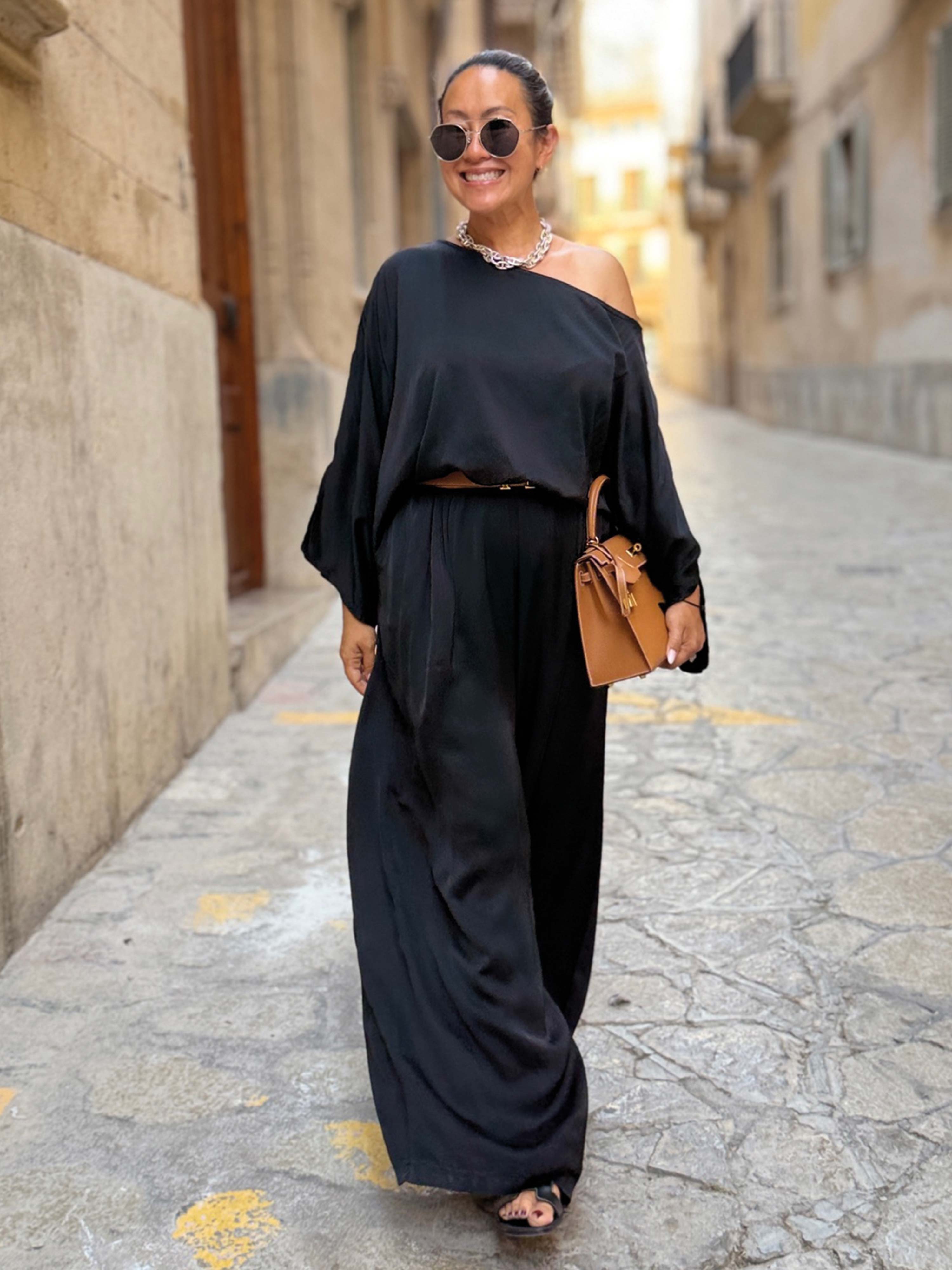 Viskose Palazzo Hose - ELEGANCE - Schwarz