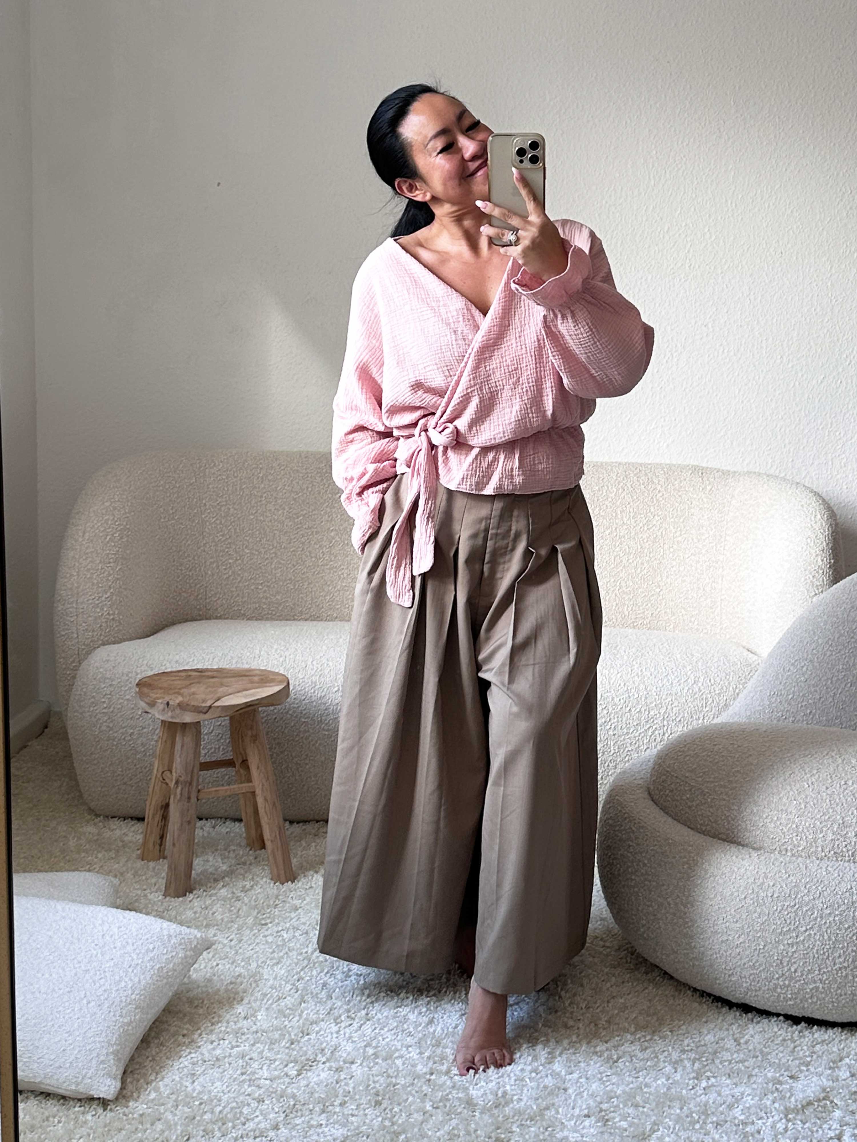 Musselin Wickelbluse - Blush