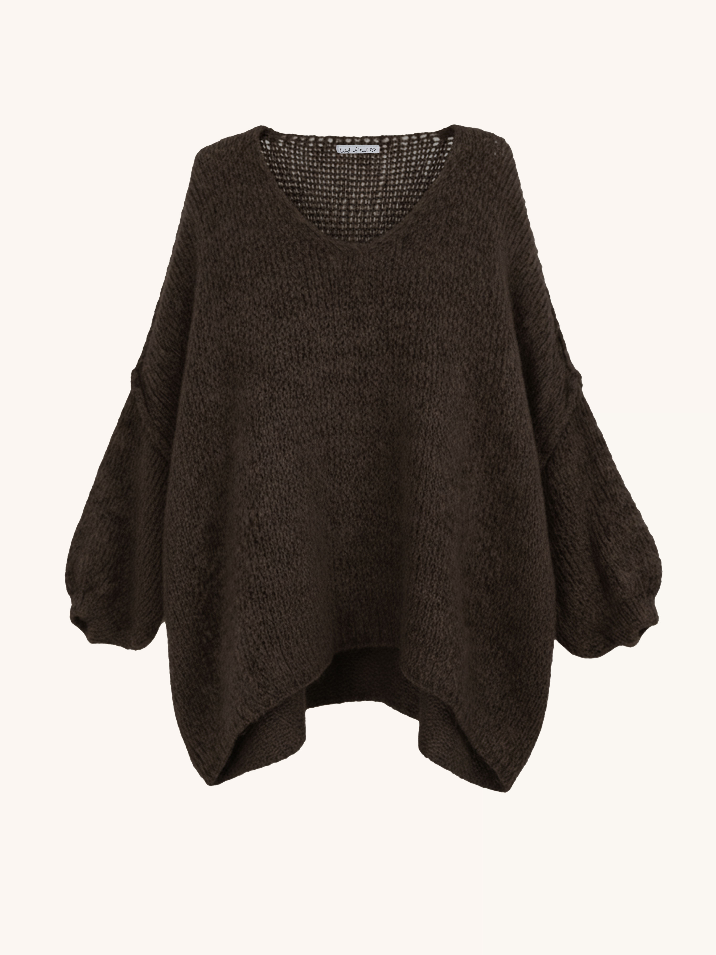 Oversize Strickpullover mit V-Ausschnitt FLAUSCHI TALL - Schoko