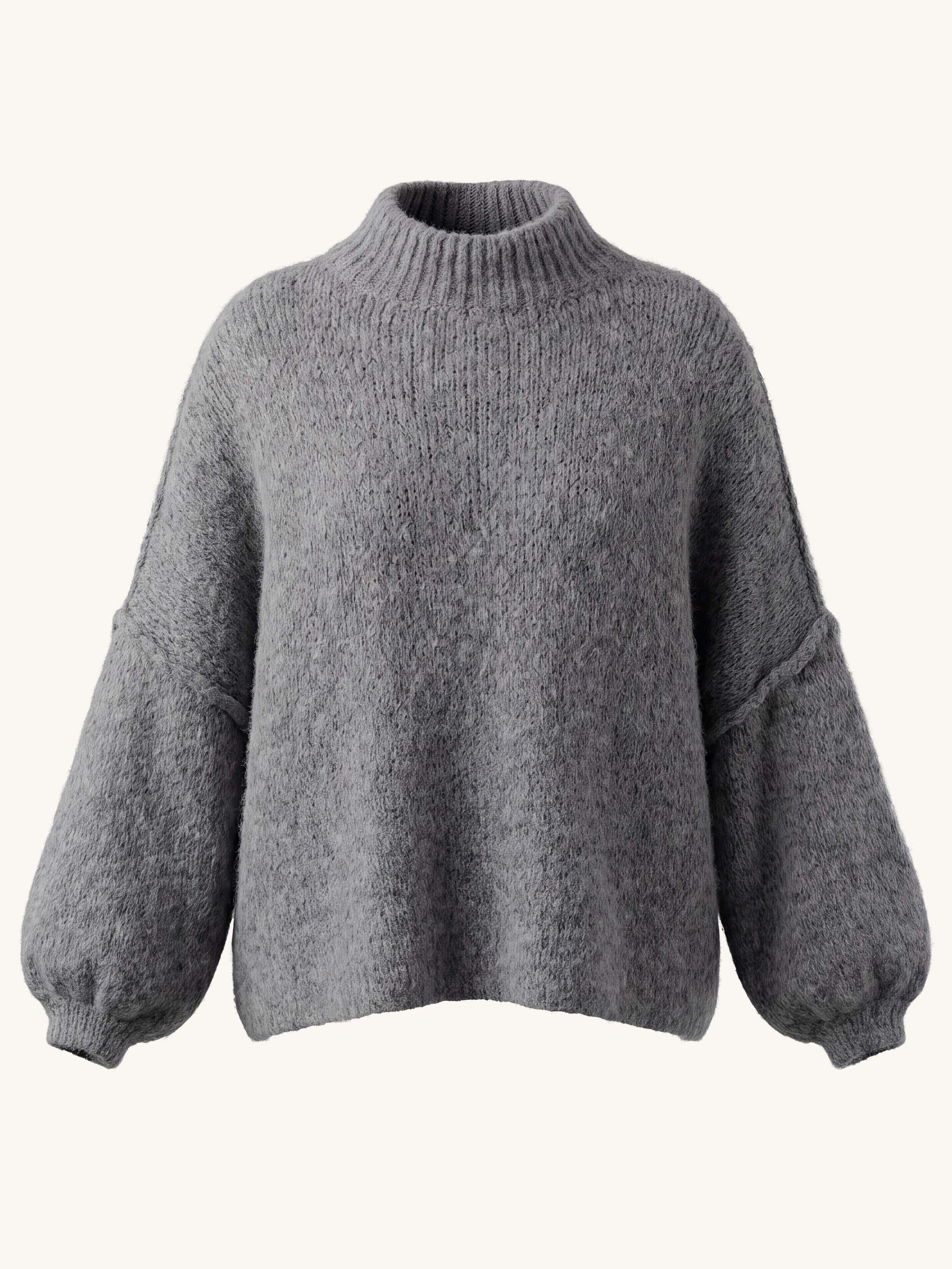 Oversize Strickpullover mit Stehkragen FLAUSCHI - REGULAR - Anthrazit