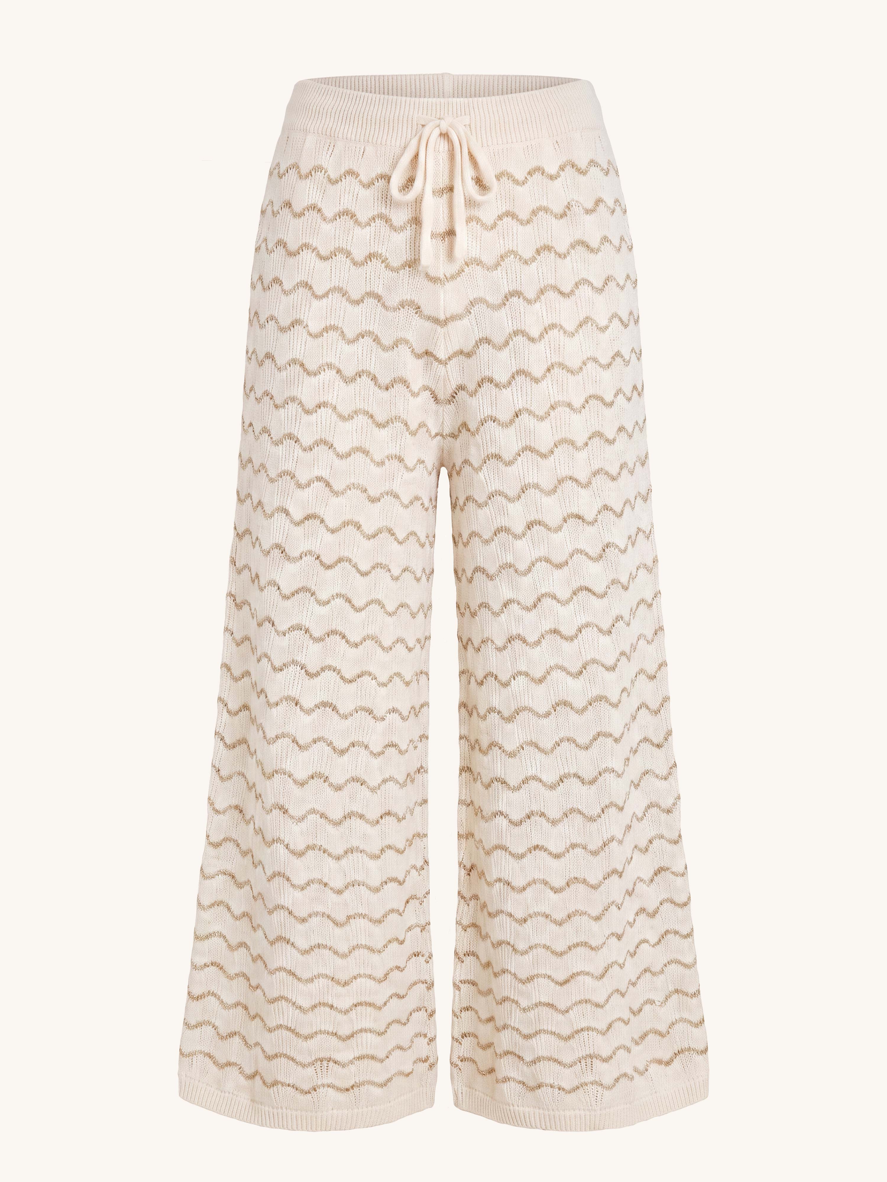 Palazzo Oversize Häkel Hose MANACOR - Stripes Creme/Gold