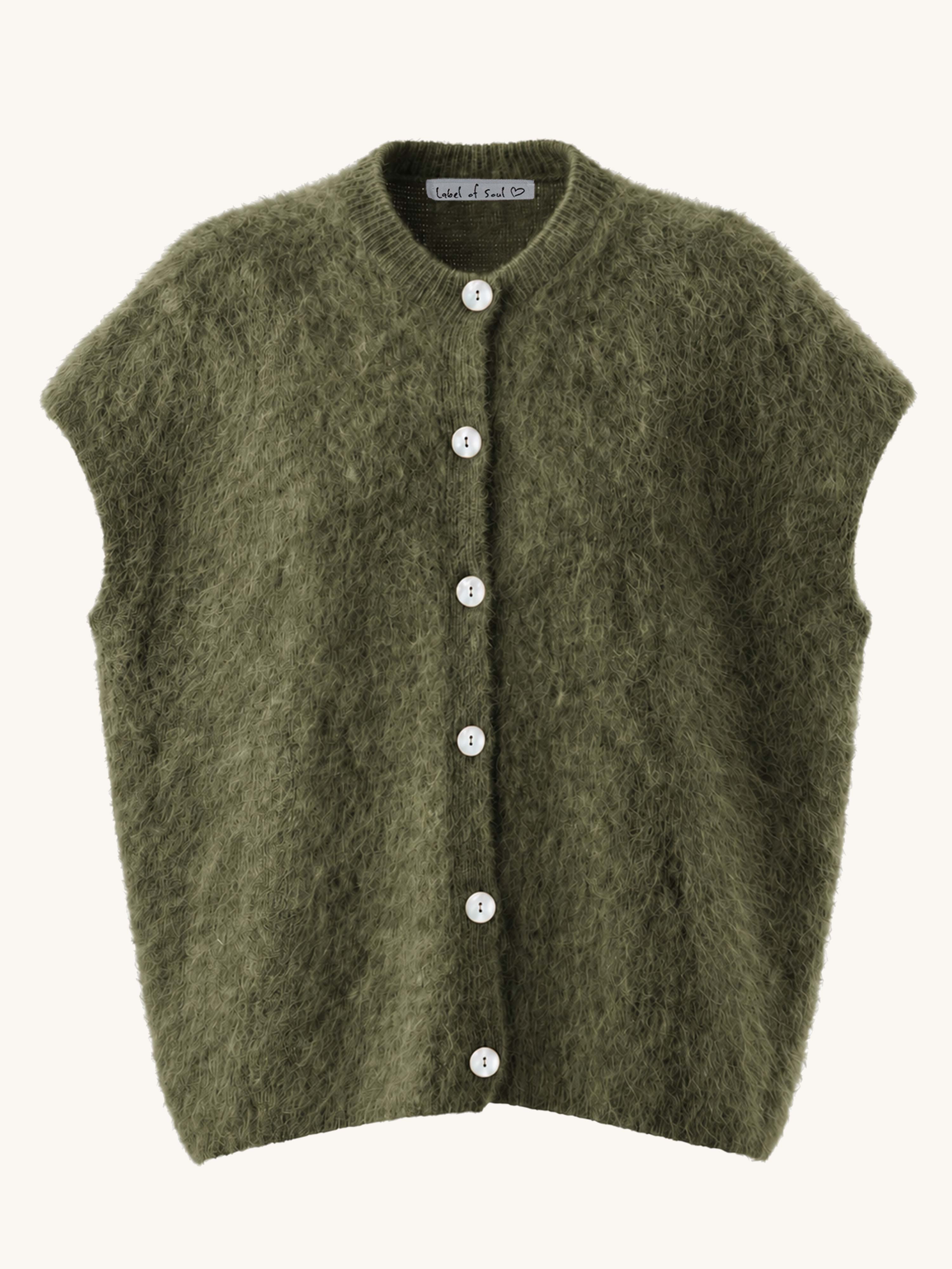 Oversize Strickweste - FLUFFY - Olive
