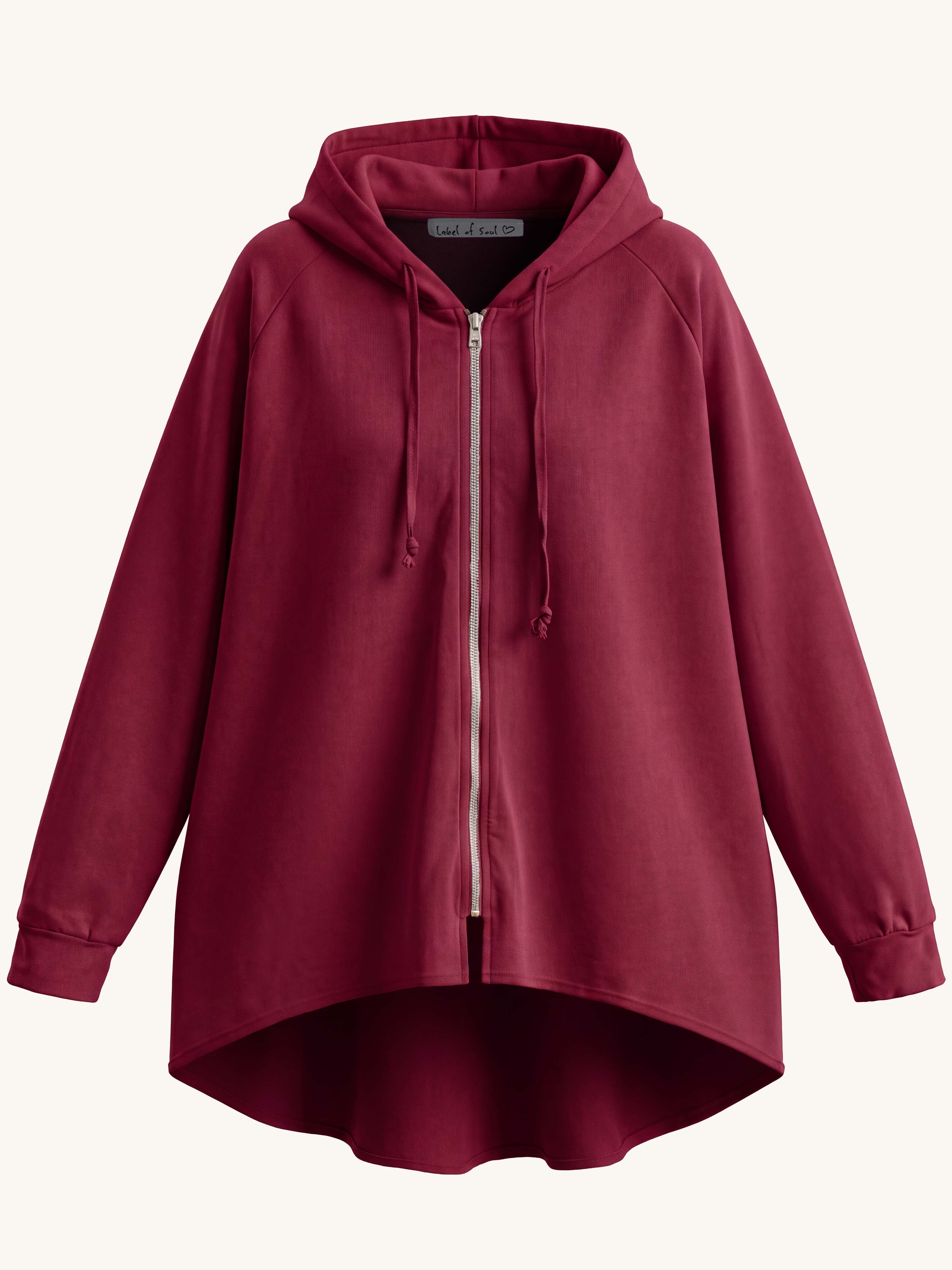 Oversize Vokuhila Sweatjacke - Burgundy
