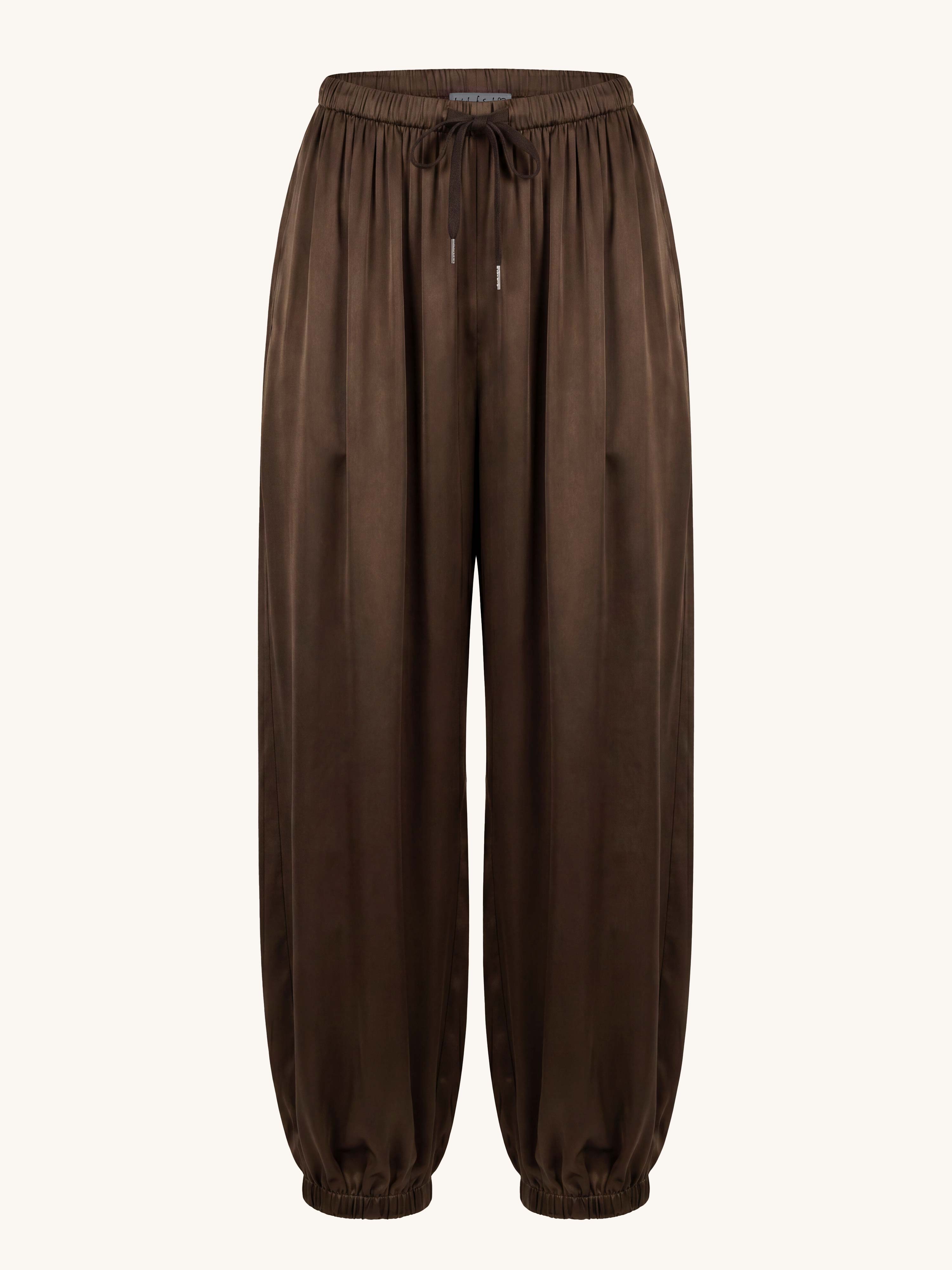 Viskose Palazzo Hose mit Bund - ELEGANCE - Schoko