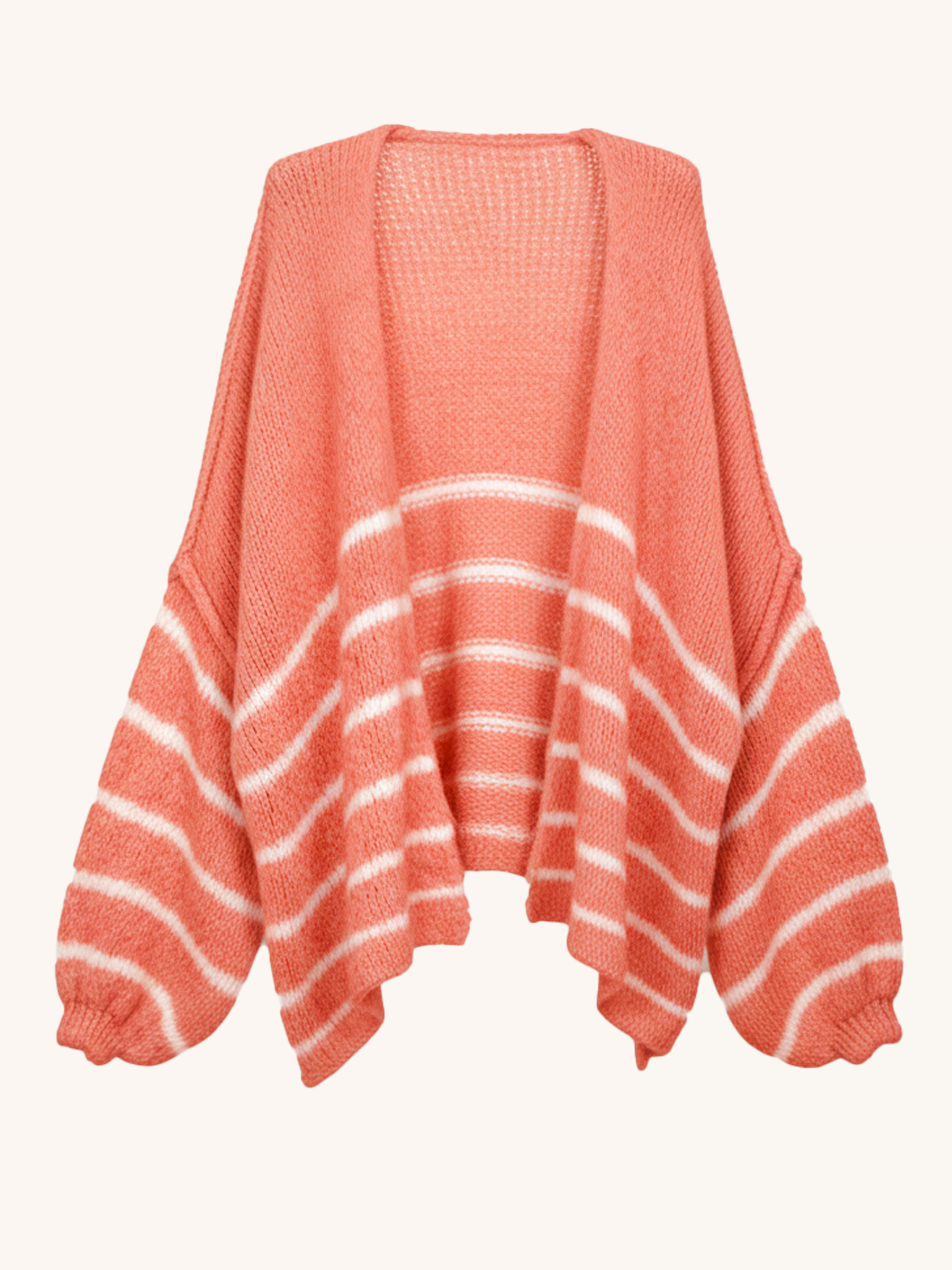 Oversize Strickjacke FLAUSCHI - STRIPES - Koralle