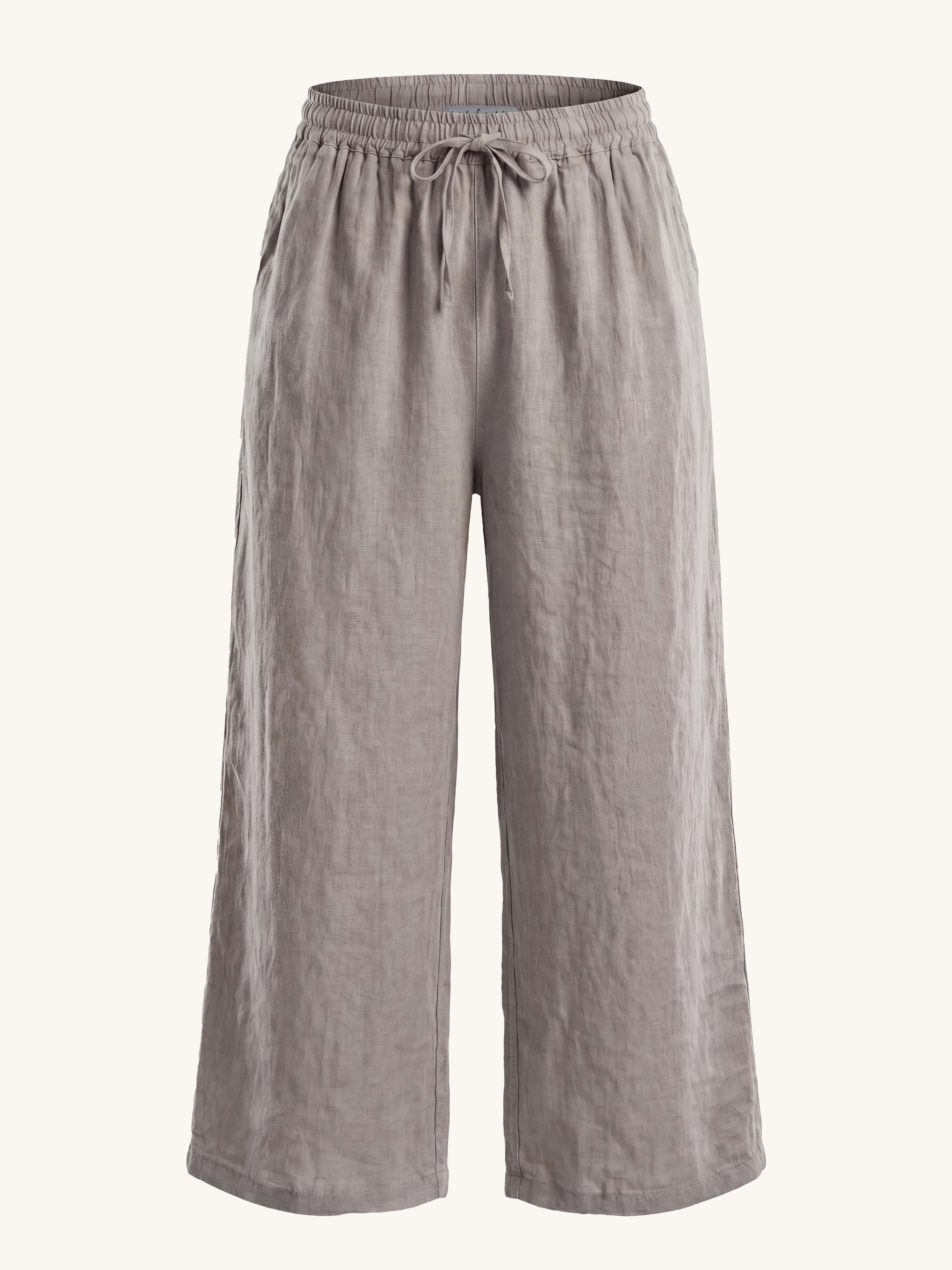 Leinen Palazzo Hose - Taupe