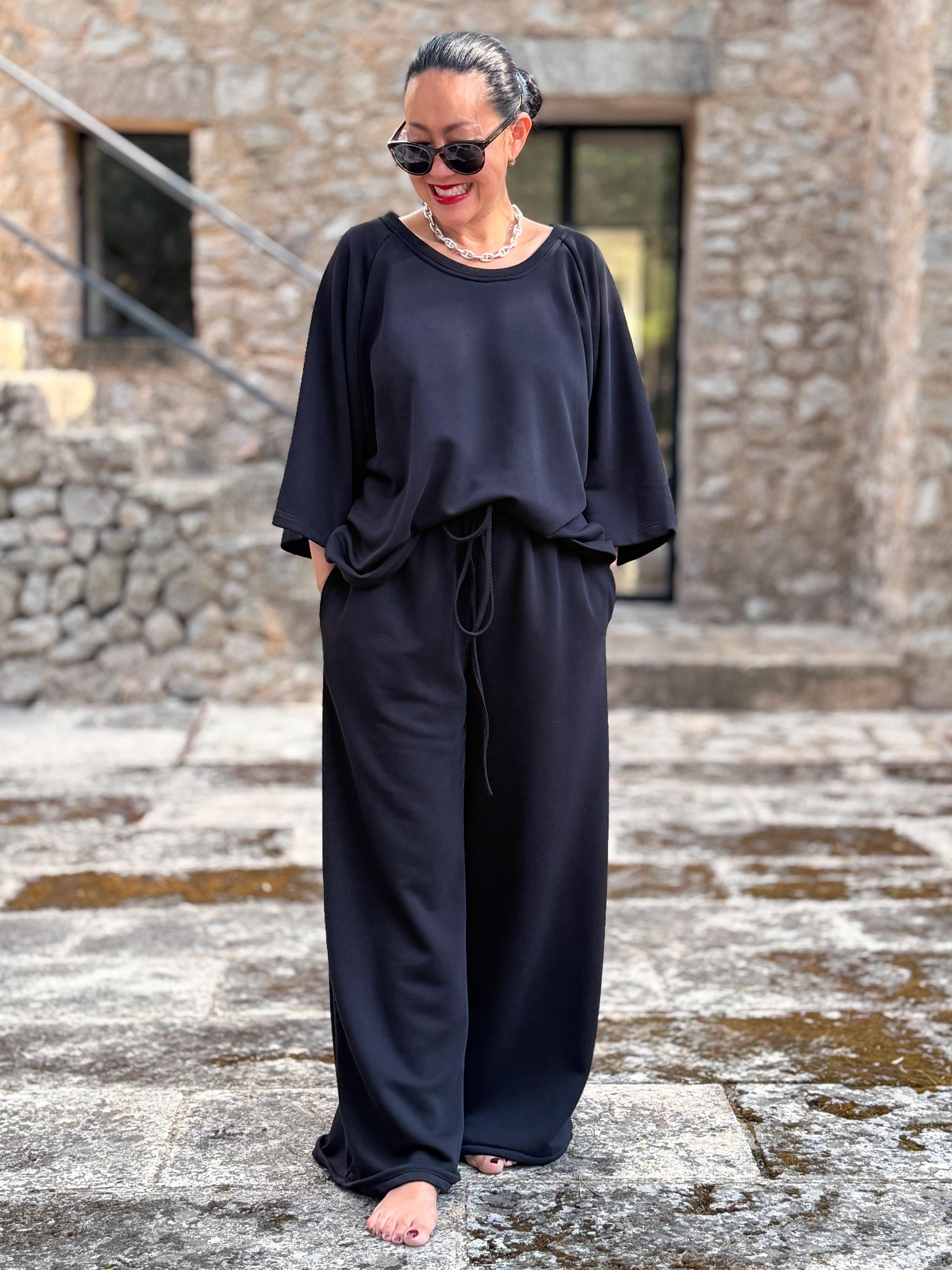 Basic Oversize Palazzo Hose - LOUNGE - CURVY - Schwarz
