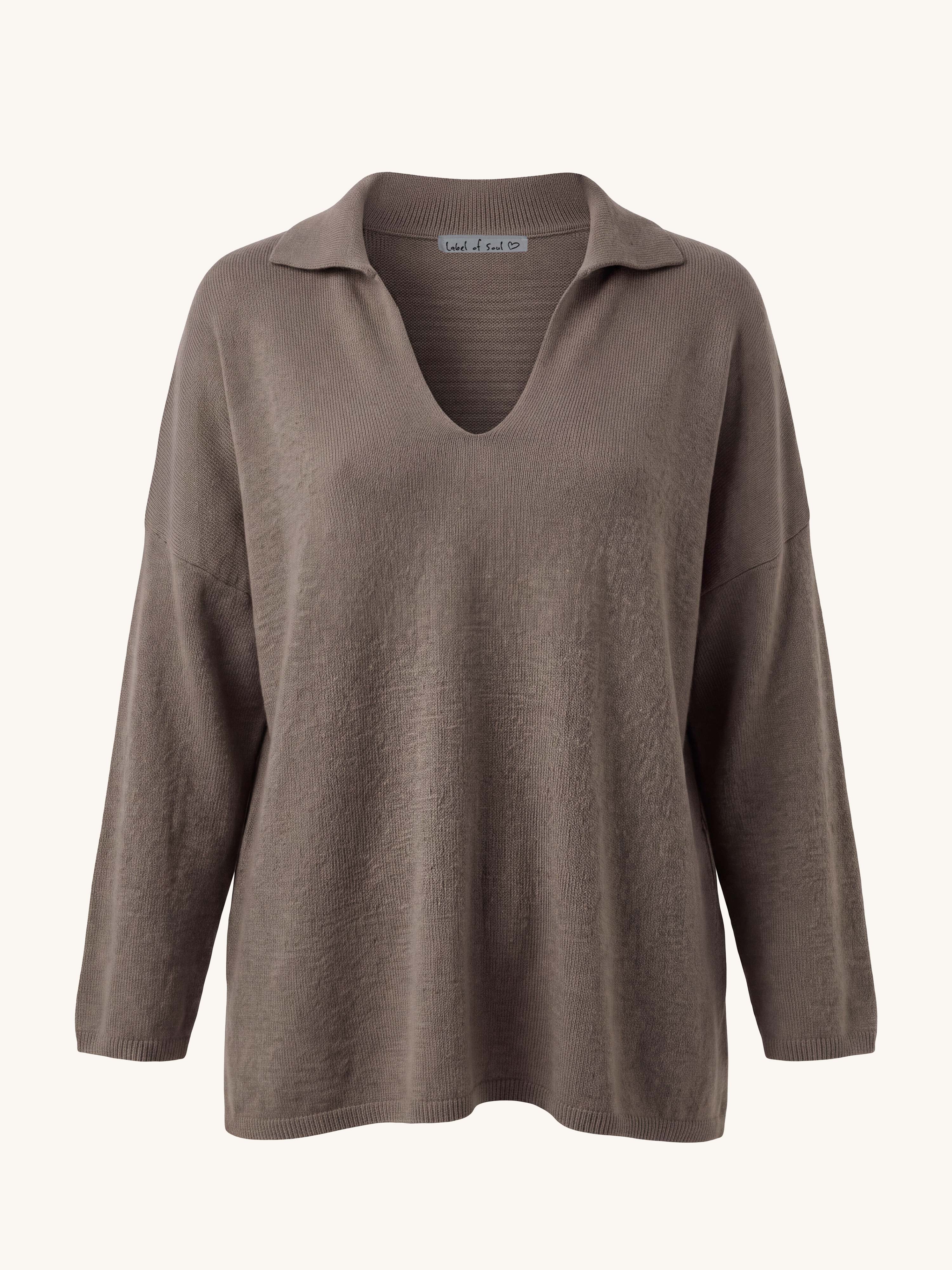 Viskose Pullover mit Kragen - Taupe
