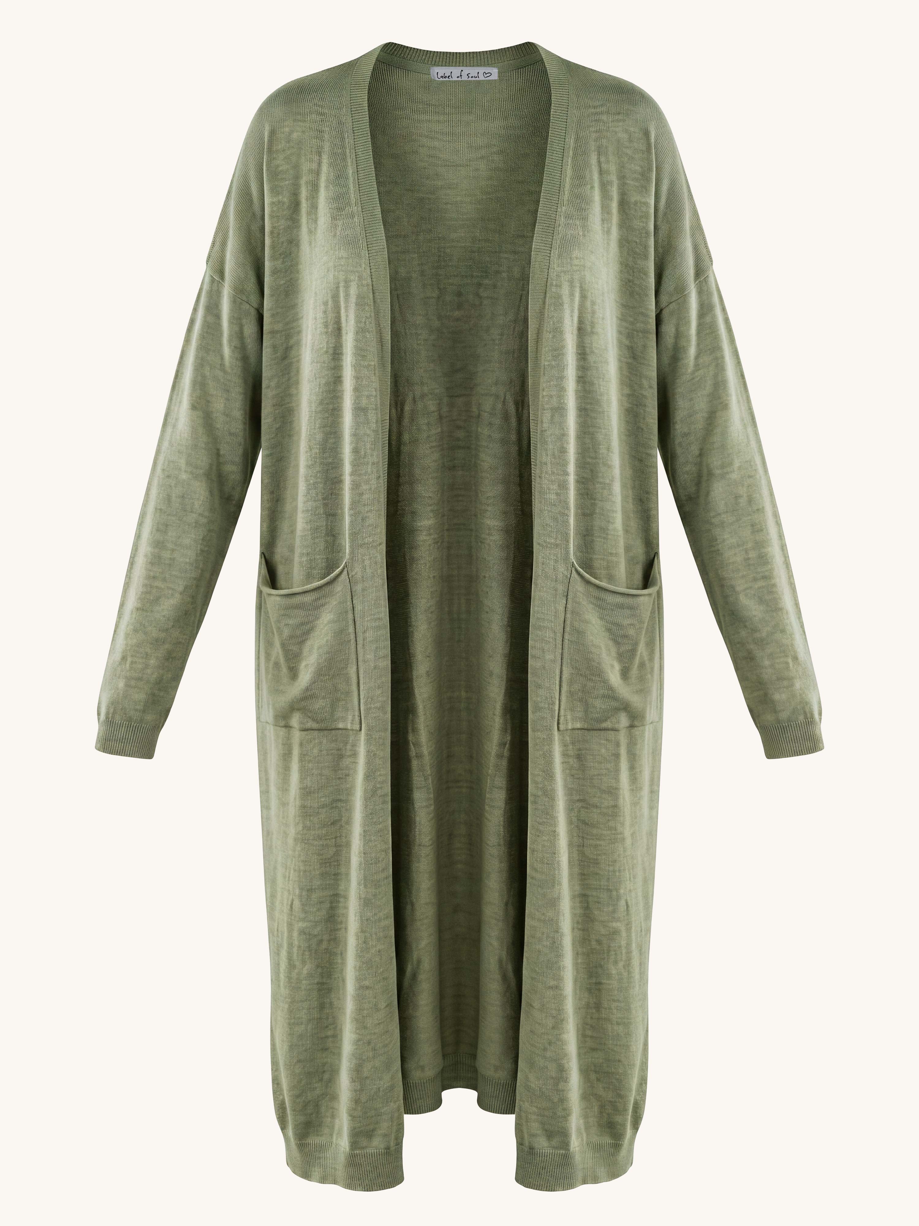 Leichte Oversize Viskose Strickjacke - LONG - Matcha